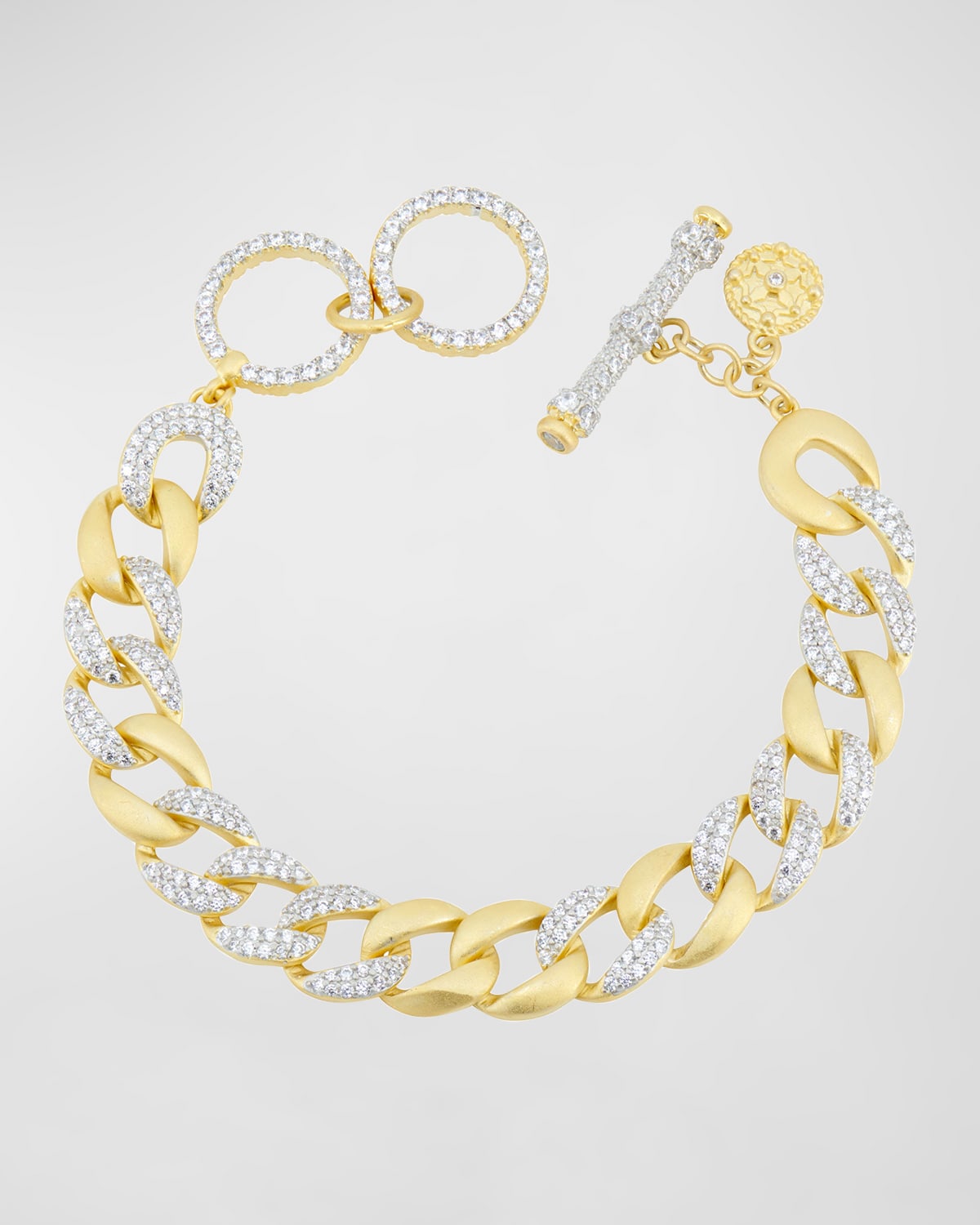 Freida Rothman Pave Cubic Zirconia Chain-link Bracelet In Gold And Silver