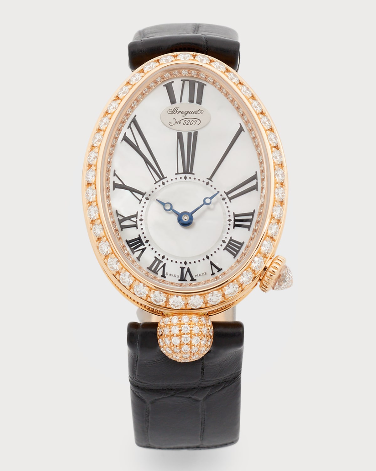 18K Rose Gold Diamond Watch with Alligator Strap