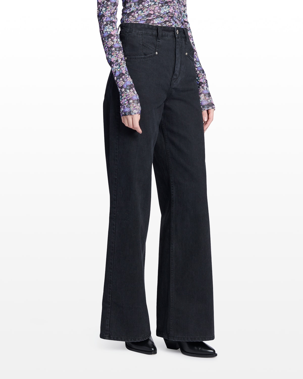 ISABEL MARANT LEMONY WIDE-LEG DENIM PANTS