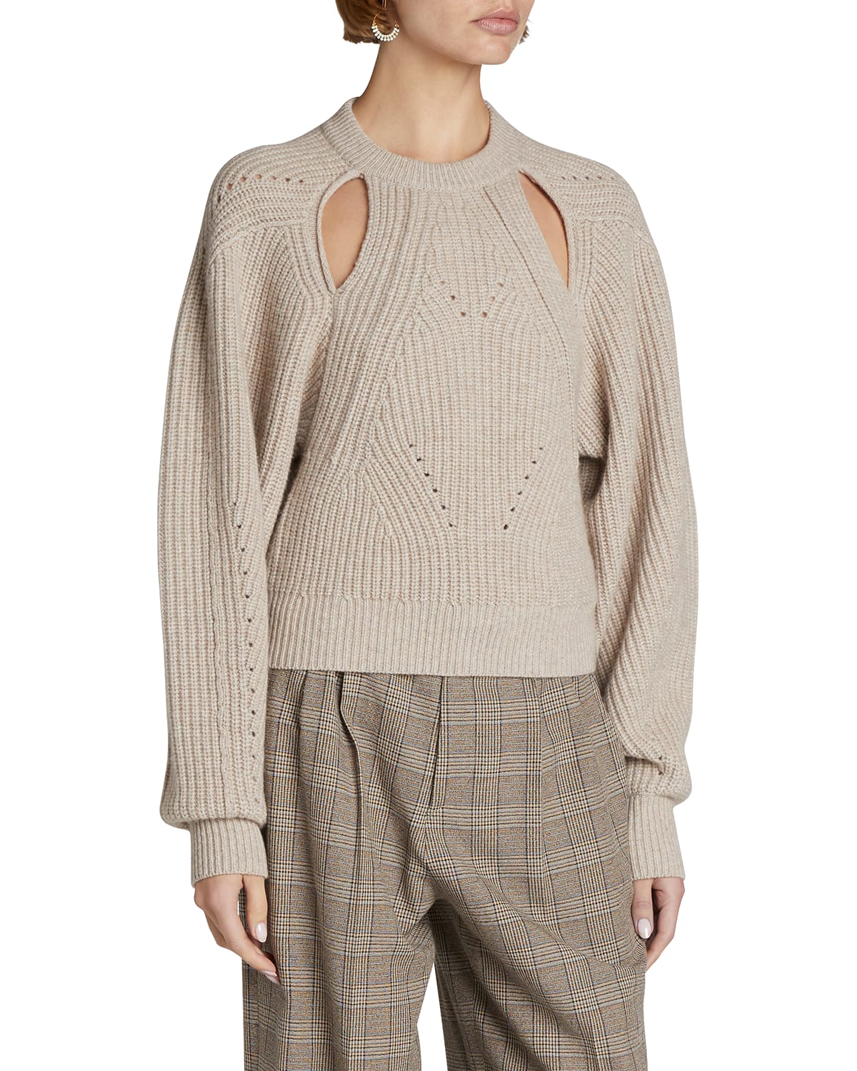 Isabel Marant Palma Cut-out Wool-cashmere Sweater In Beige