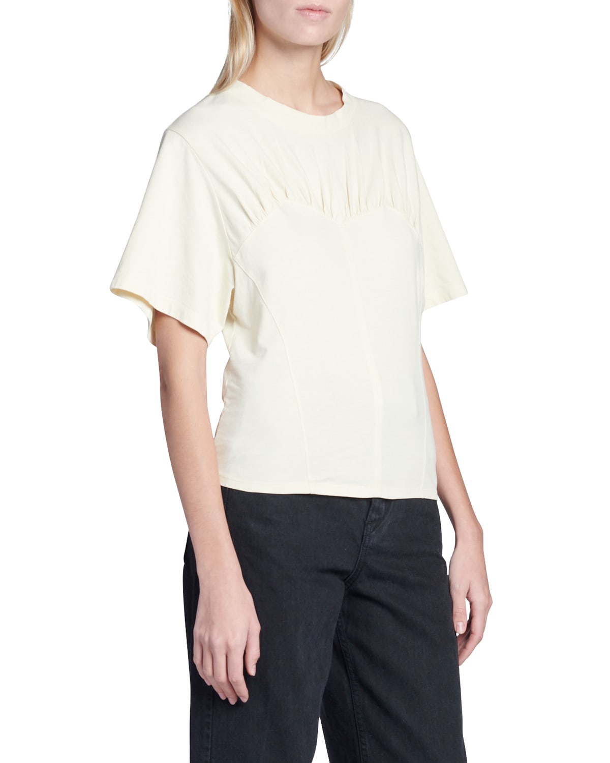 Isabel Marant Zazie Gathered Cotton T-shirt In Ecru