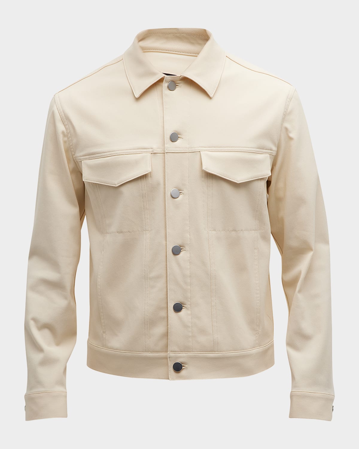 Theory Cotton Blend Twill Trucker Jacket In Warm Ivr
