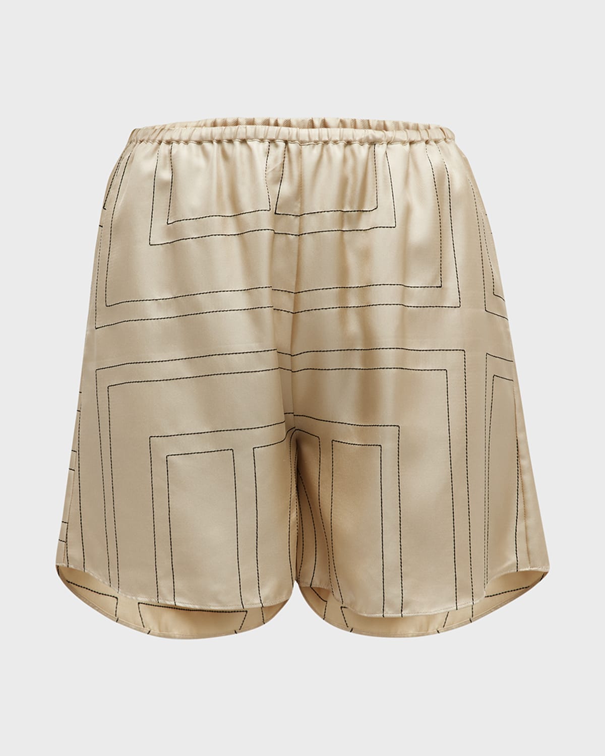 Shop Totême Monogram Silk Twill Pj Shorts In Natural