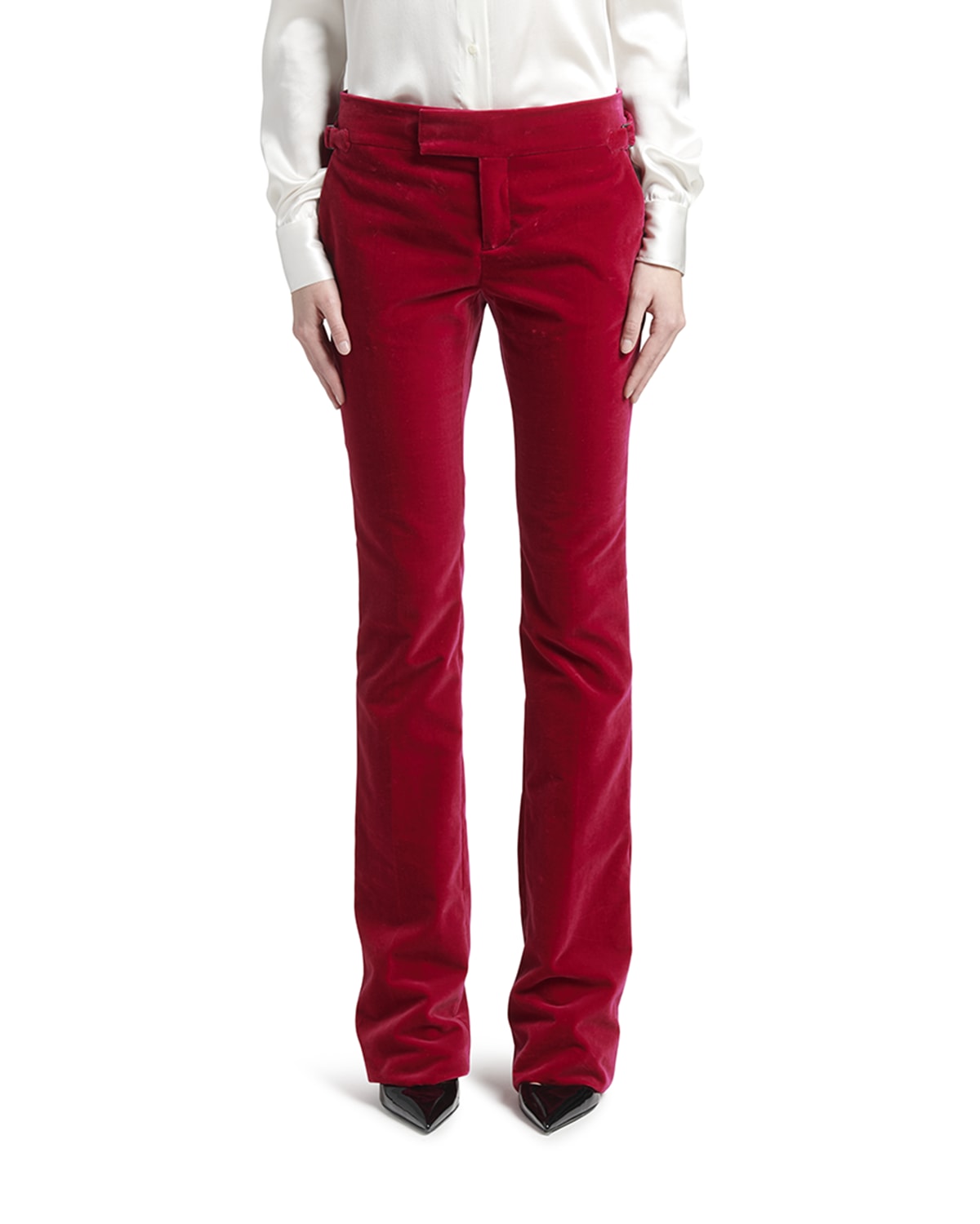 Tom Ford Mid-rise Flare-leg Velvet Pants In Jungle Red