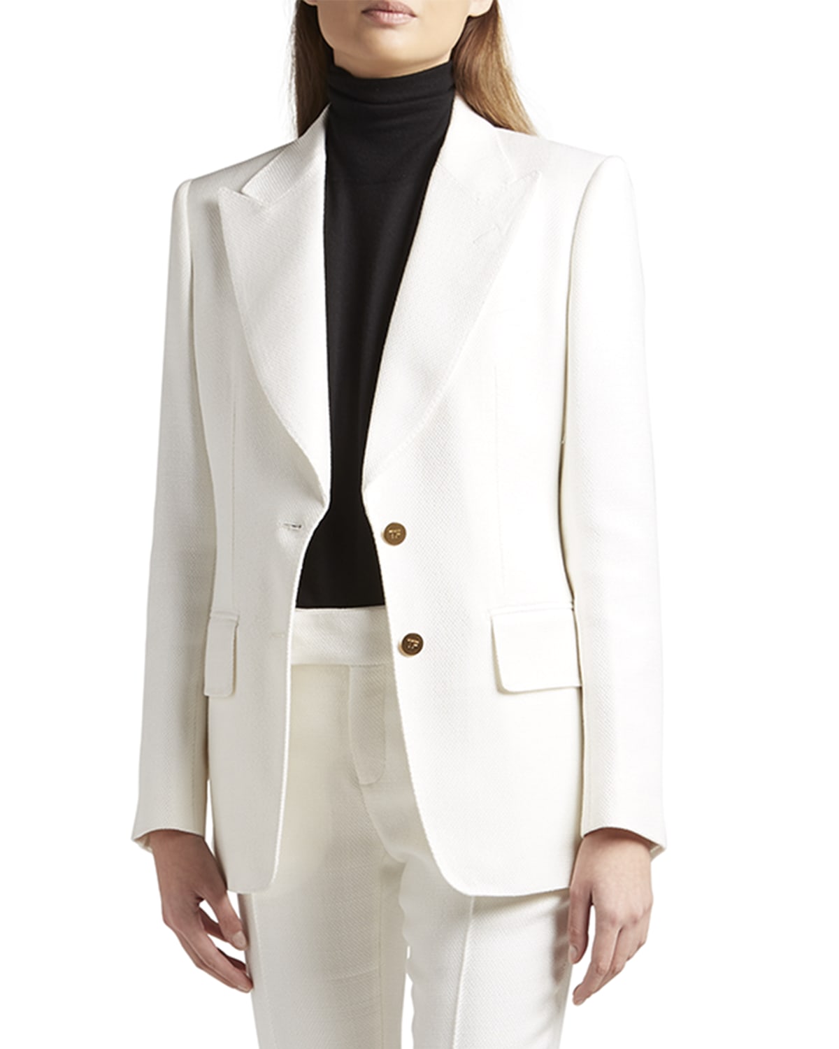 Tom Ford Single-breasted Blazer In Chalk