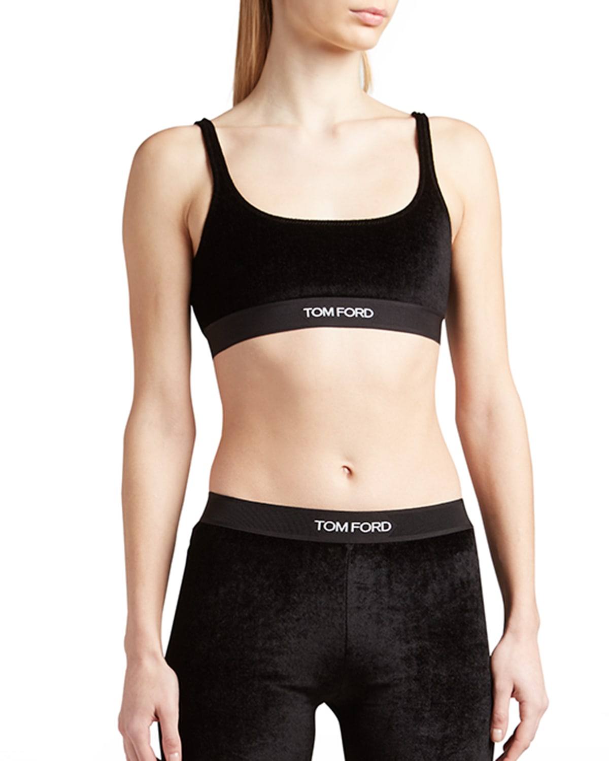 Tom Ford Stretch Lustrous Velour Signature Bralette Clothing In Black