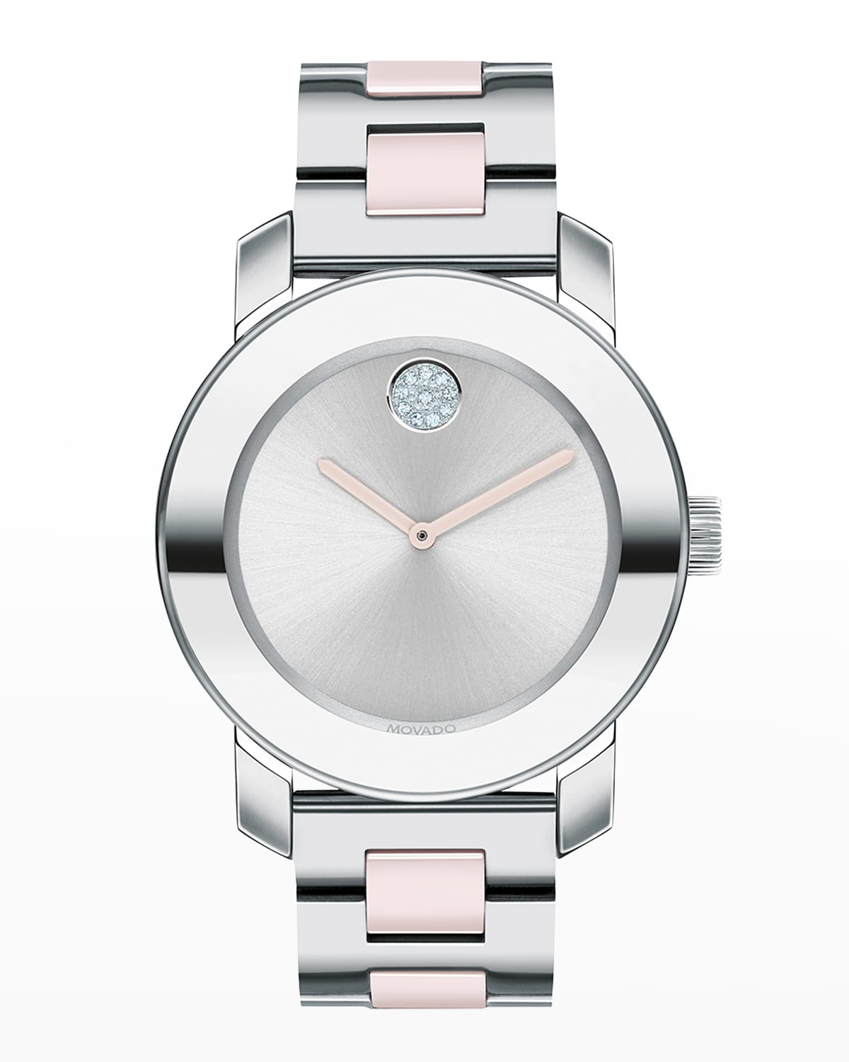 Shop Movado Iconic 36mm Crystal Dot Bracelet Watch, Blush/silver