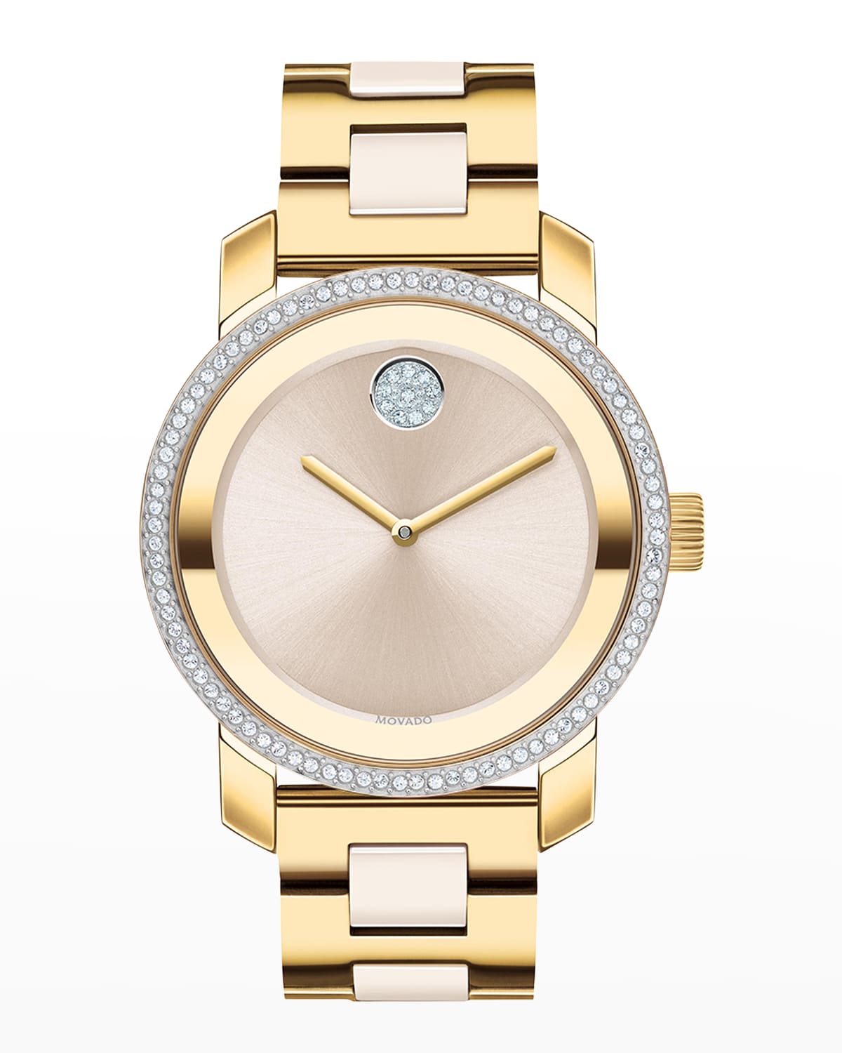 Shop Movado Iconic 36mm Crystal Bezel Bracelet Watch, Taupe/gold