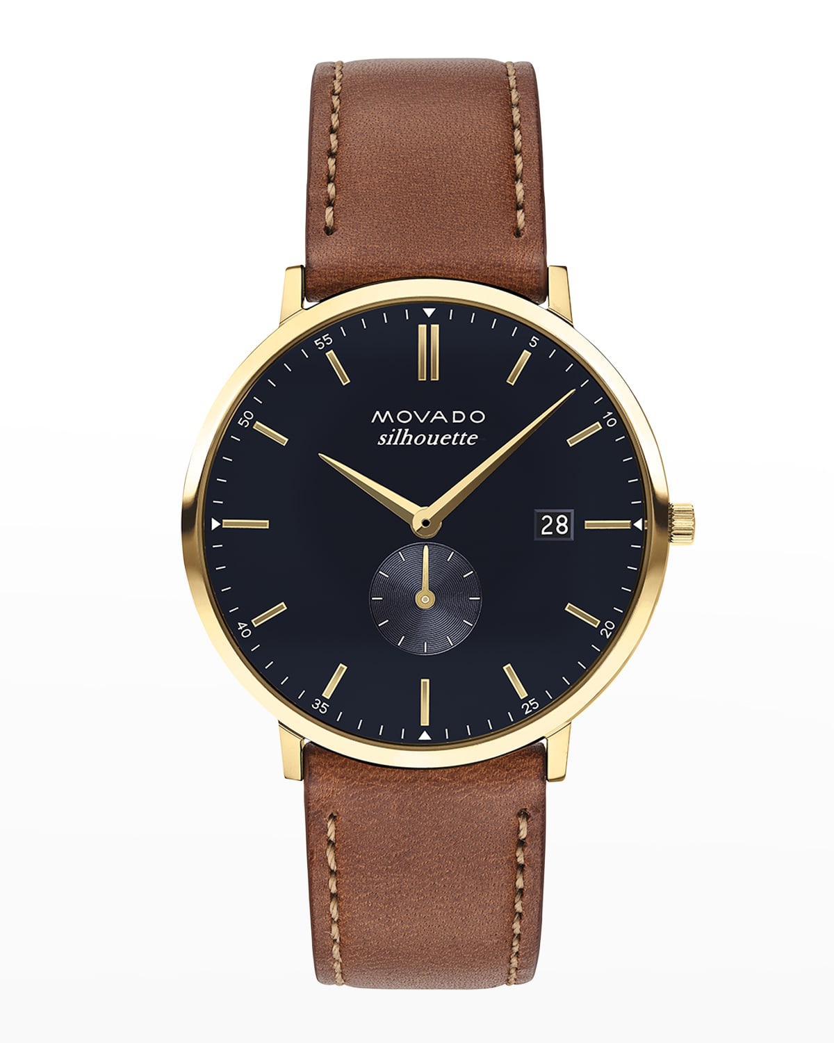 MOVADO MEN'S HERITAGE IP YELLOW GOLD LEATHER WATCH, 40MM