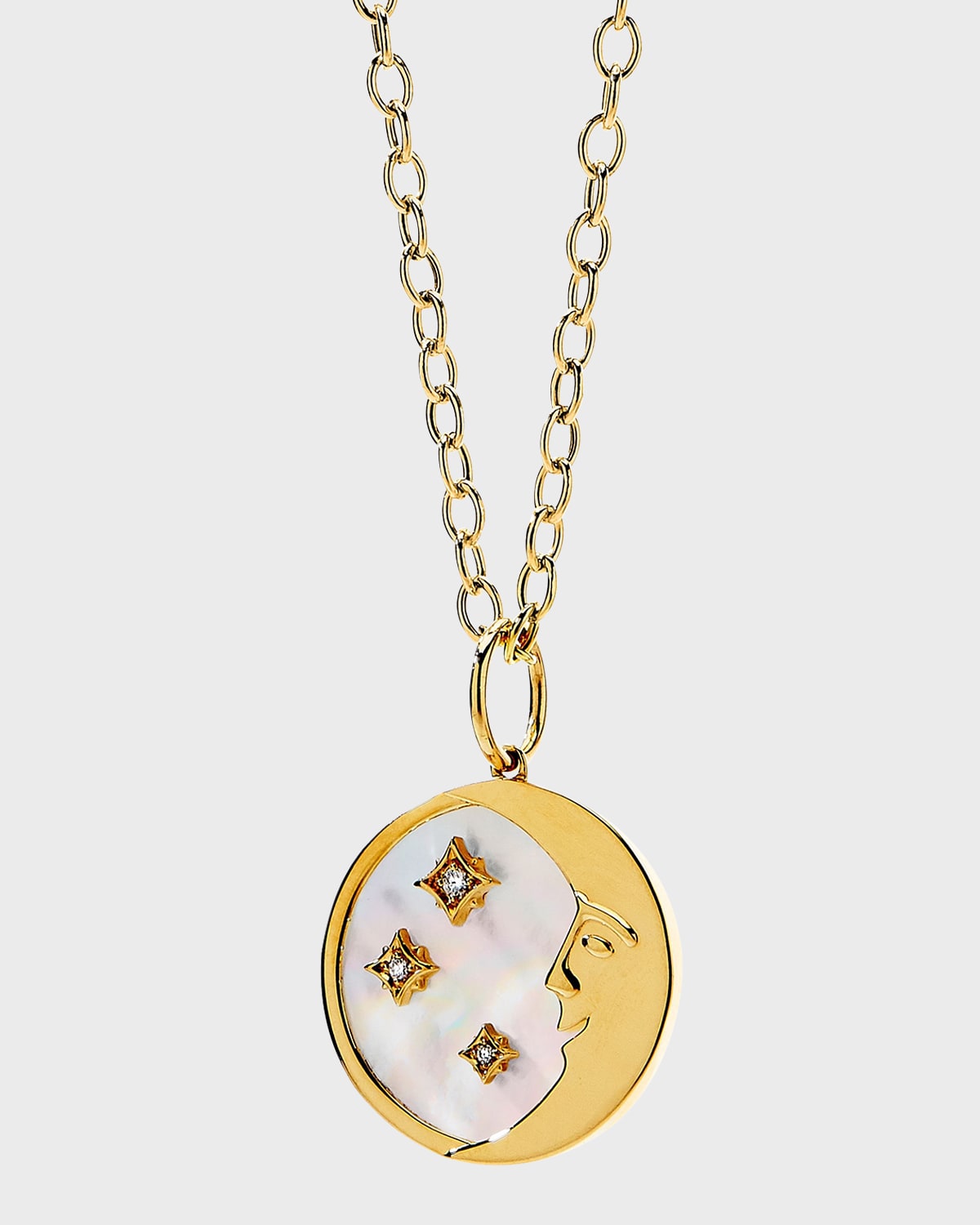 Syna Women's Cosmic 18k Gold, Diamond & Mother-of-pearl Moon & Stars Pendant
