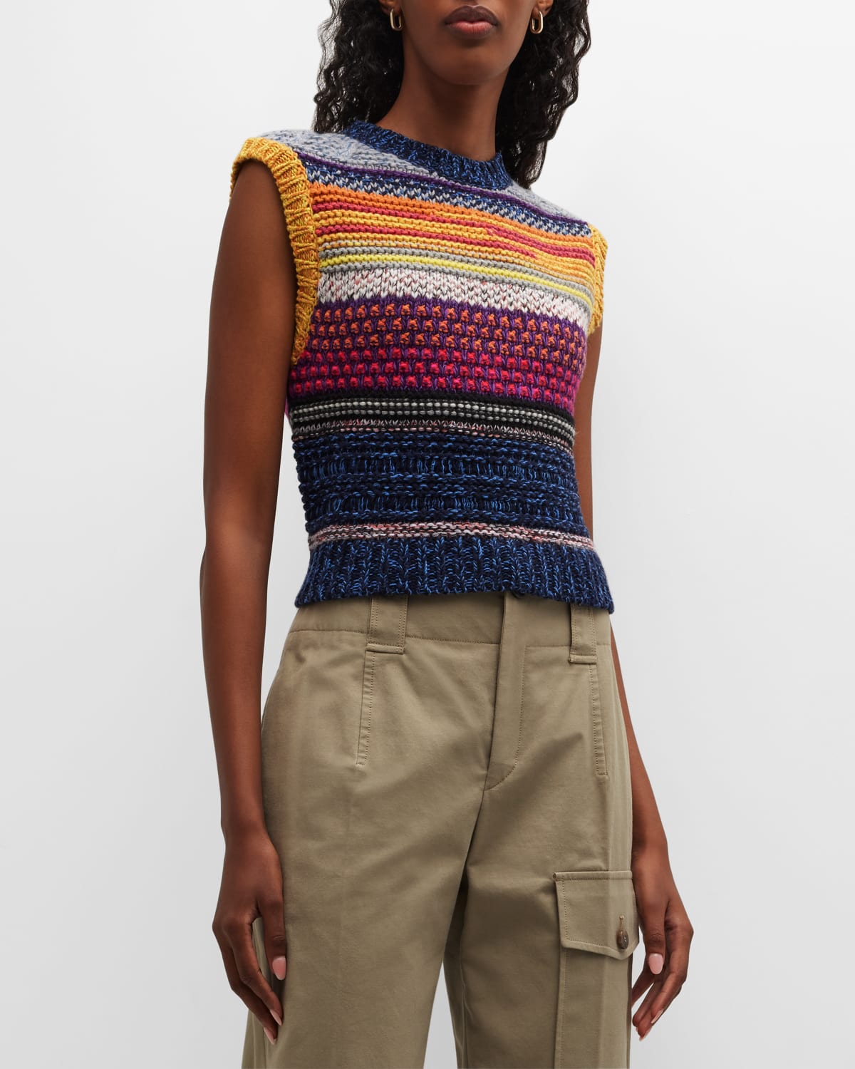 Chloé Striped Cashmere And Wool-blend Vest In Multicolor 2