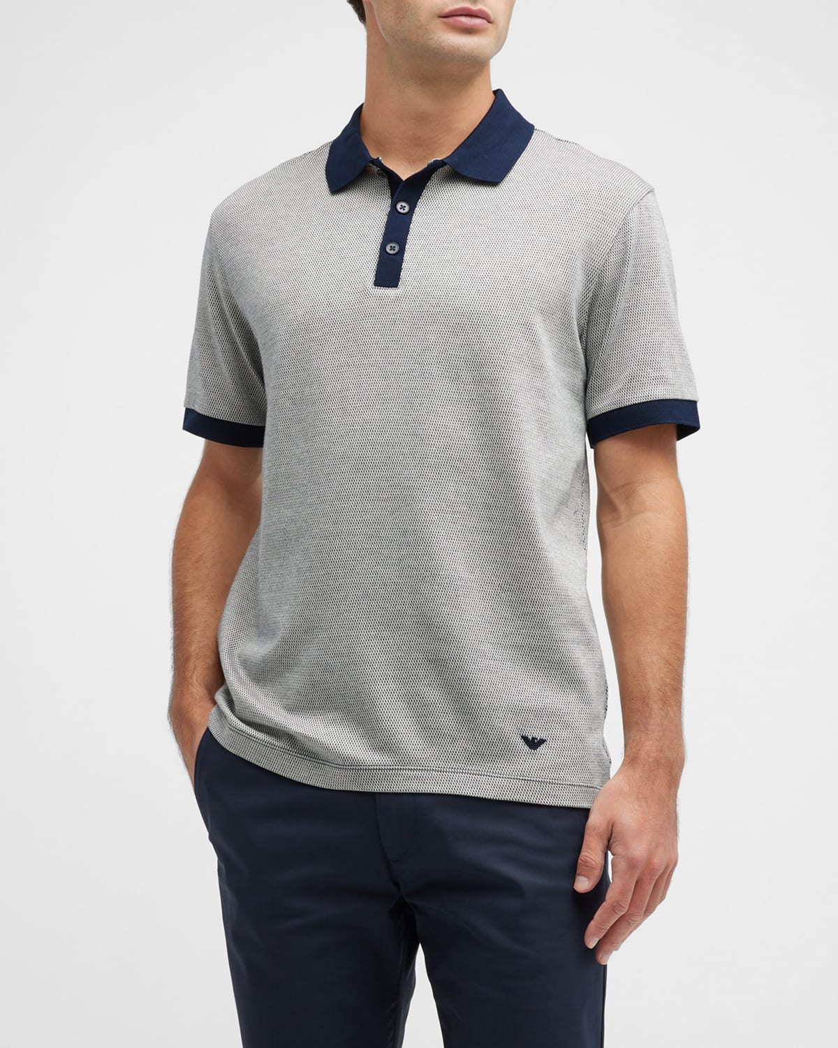 Emporio Armani Men's Micro-Pattern Polo Shirt