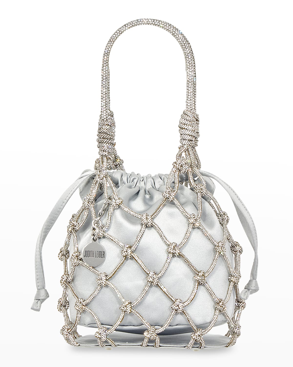 Judith Leiber Sparkle Net Clutch In Silver