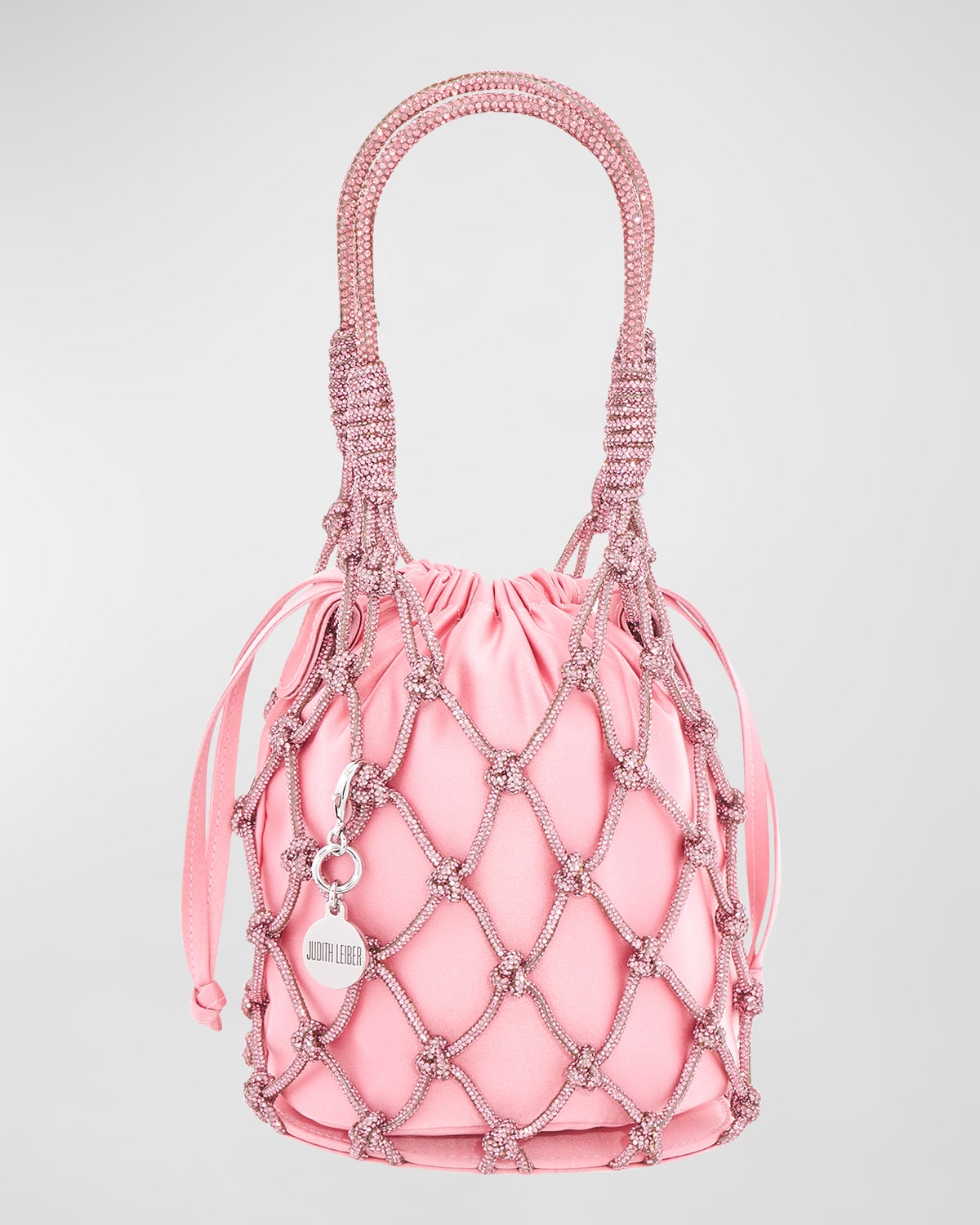 Judith Leiber Sparkle Crystal Net Top-handle Bag In Silver Light Rose