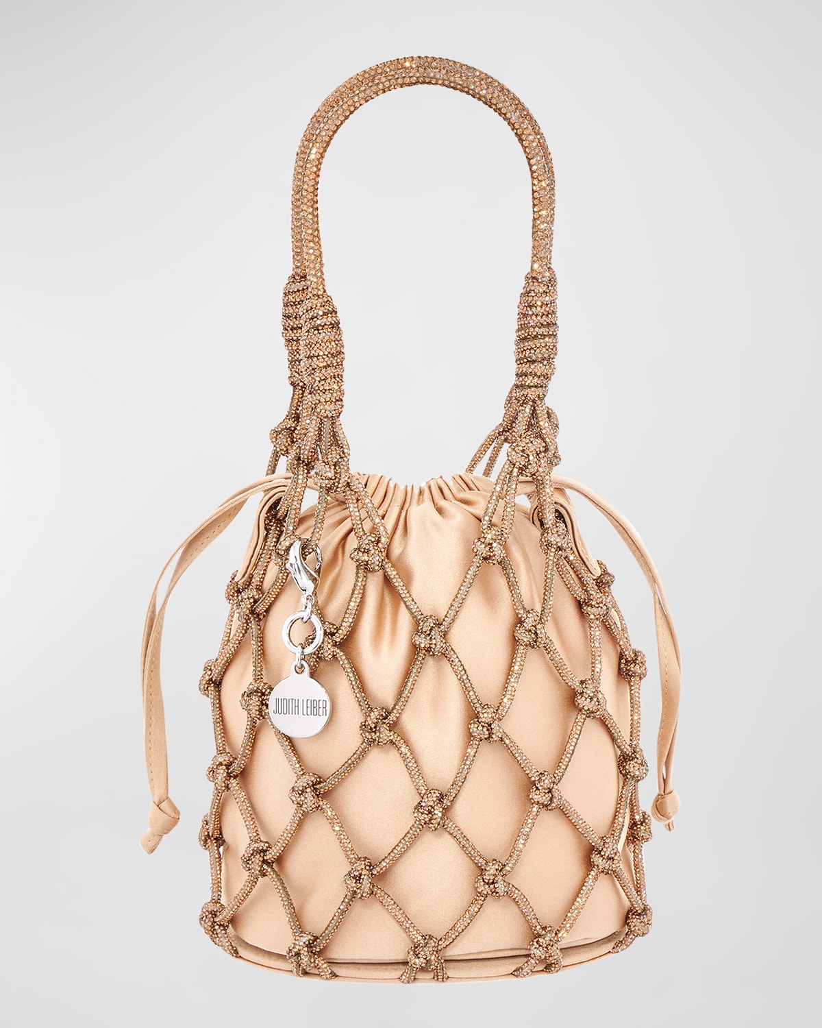 Judith Leiber Sparkle Crystal Net Top-handle Bag In Champagne Topaz