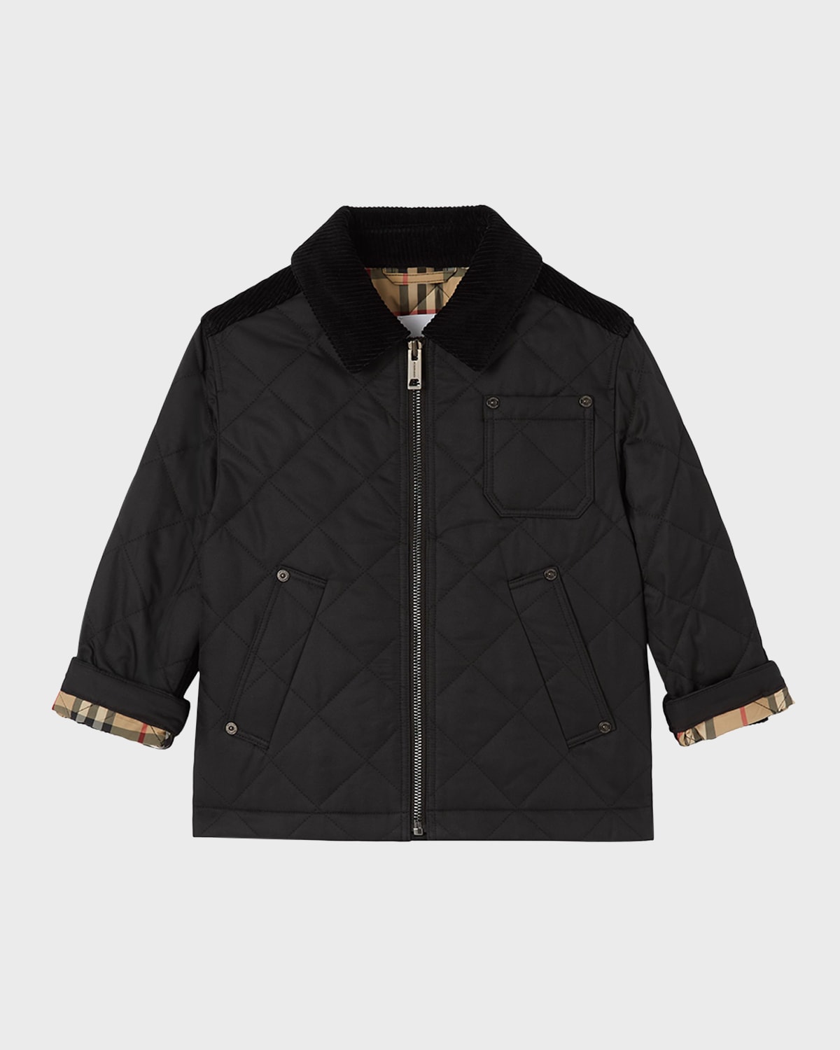 BURBERRY KID'S RENFRED CORD QUILTED JACKET