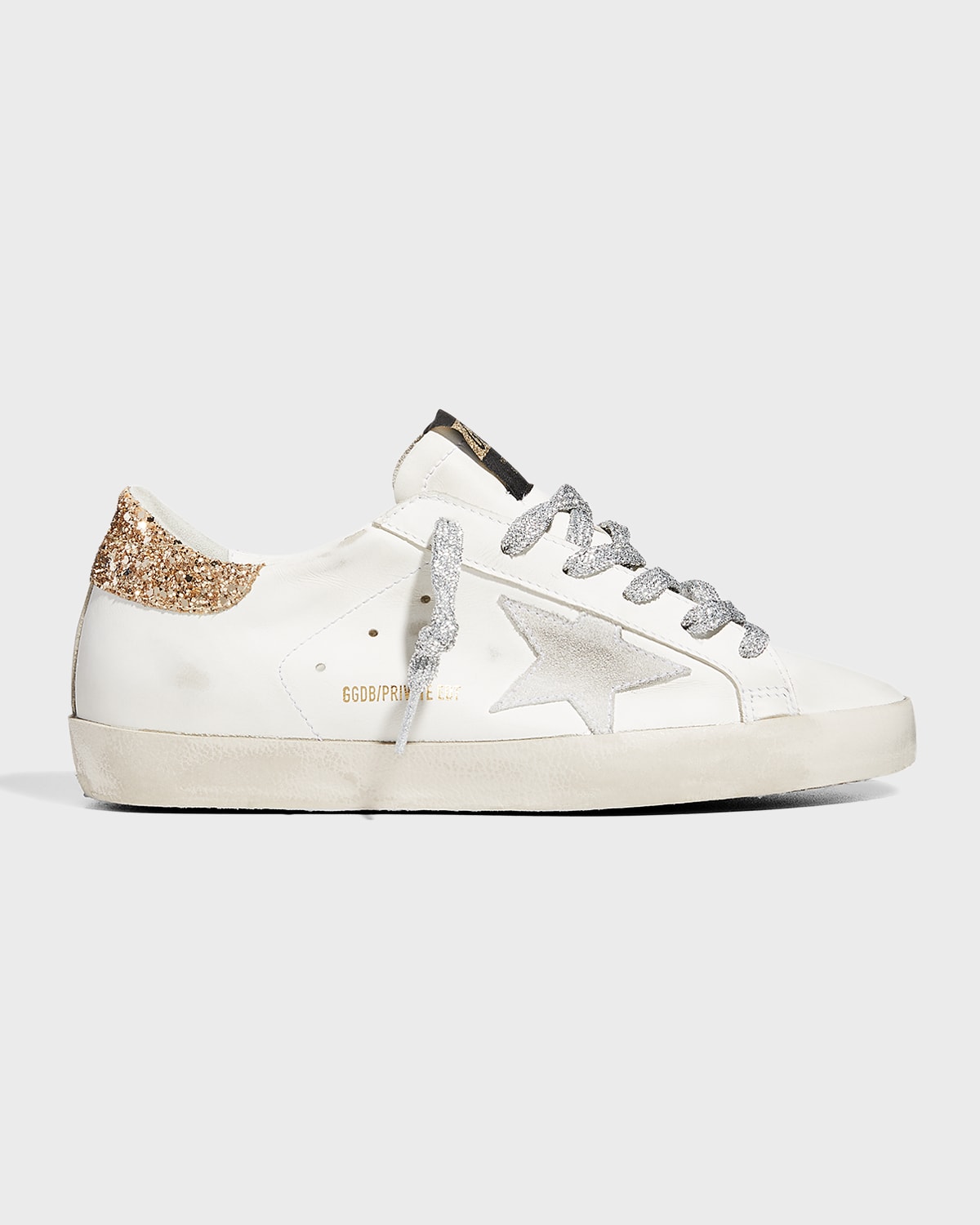 Golden Goose Superstar Leather Glitter Low-top Sneakers In White