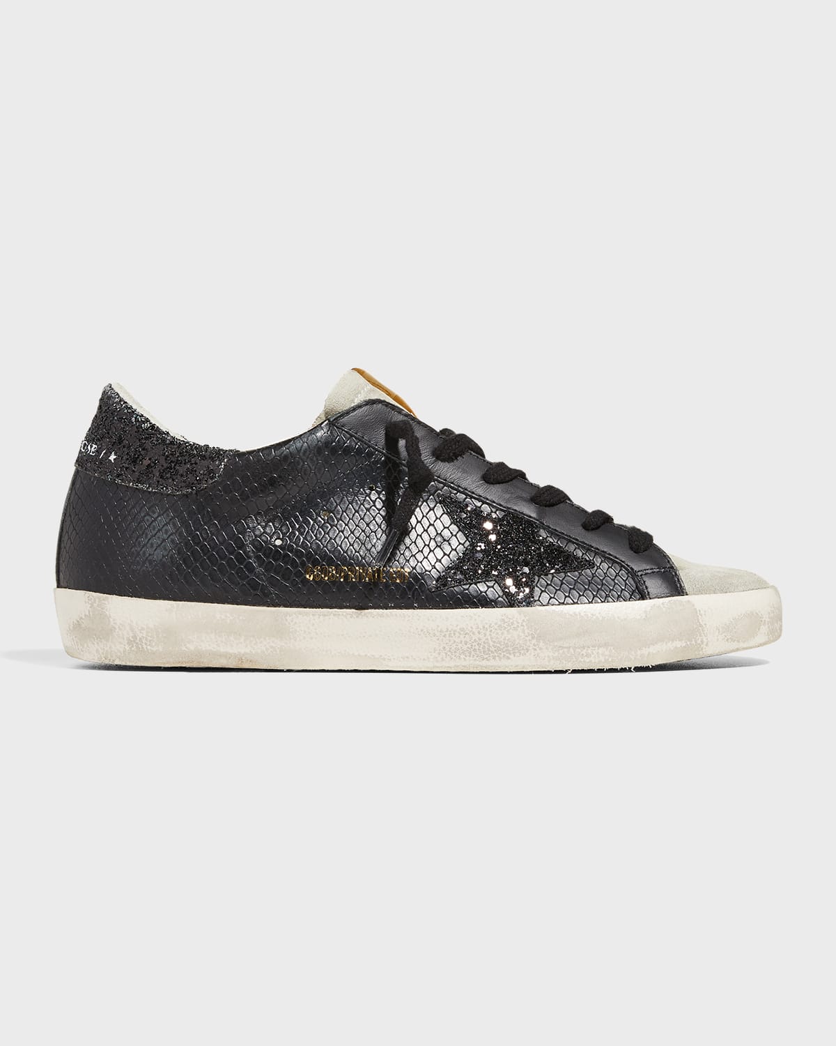 Golden Goose Superstar Leather Glitter Low-top Sneakers In Black