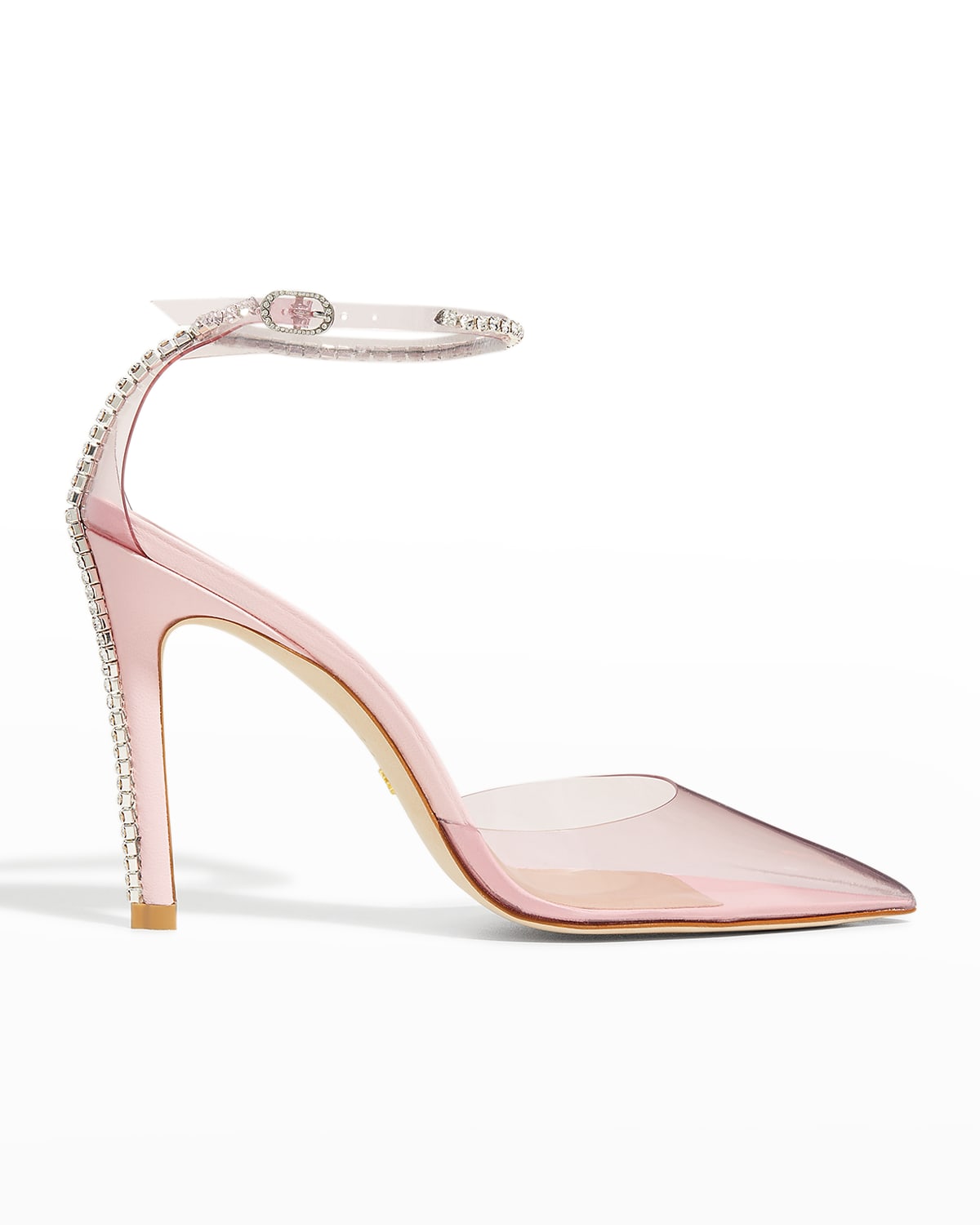 Stuart Weitzman Stuart Glam Pvc Embellished Ankle-strap Pumps In Light Pink Cotton