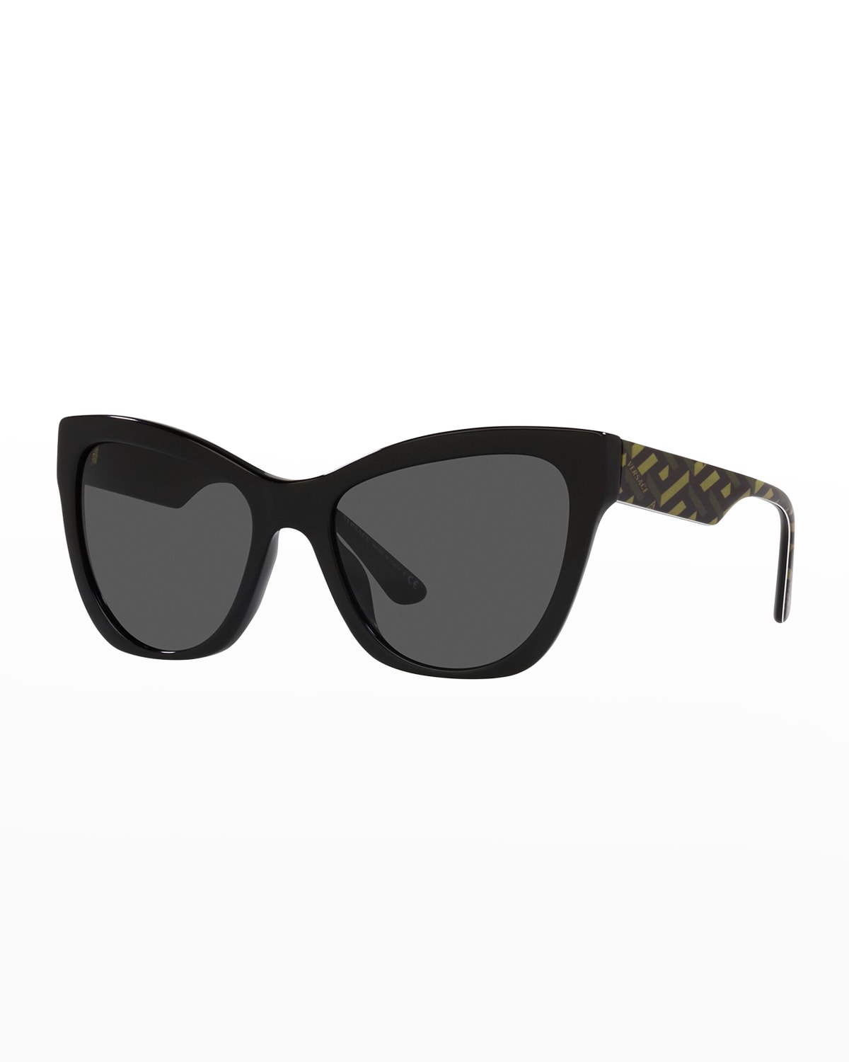 Versace Greca Logo Acetate Cat-eye Sunglasses In Black