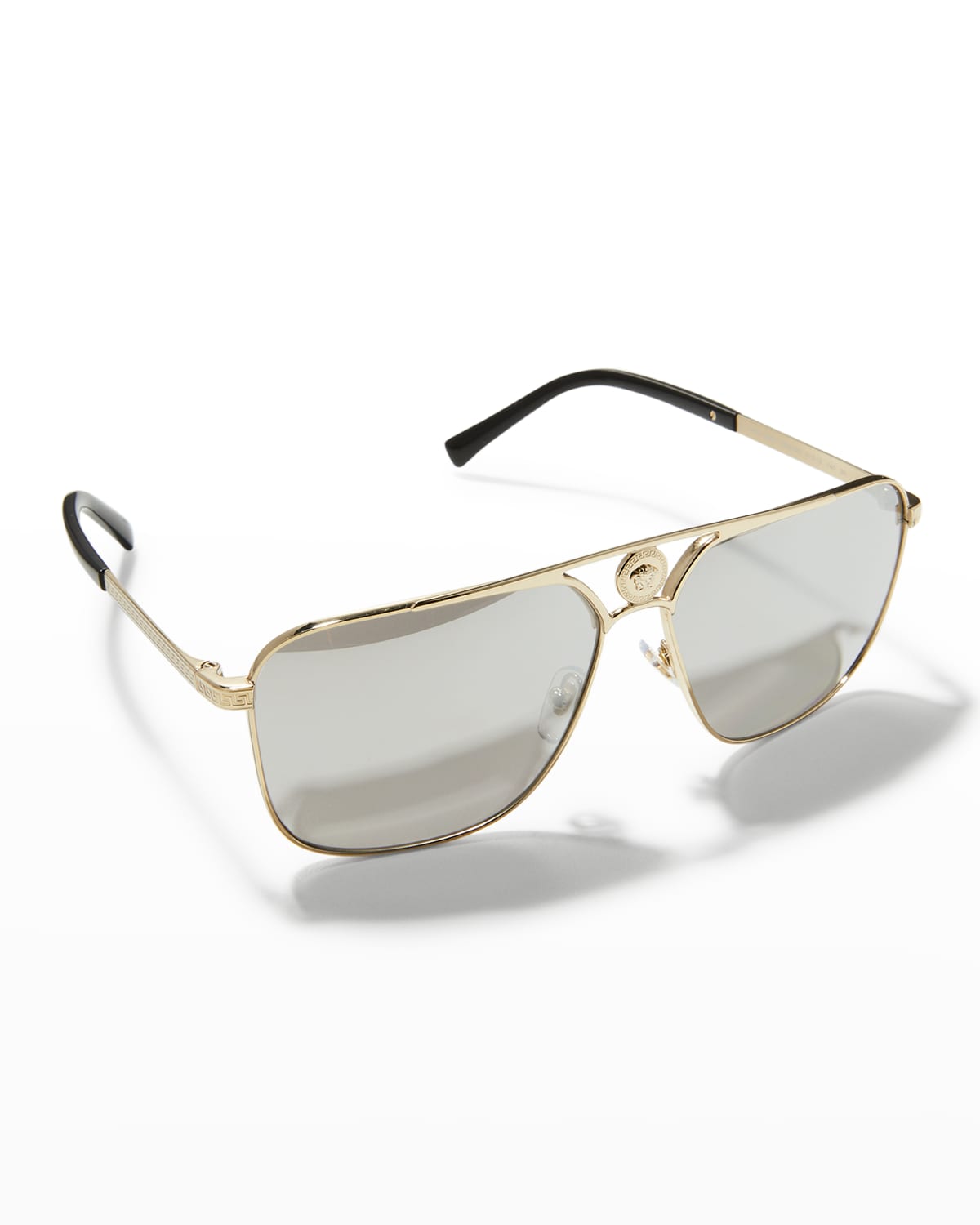 VERSACE MEDUSA MIRRORED PLASTIC & METAL AVIATOR SUNGLASSES