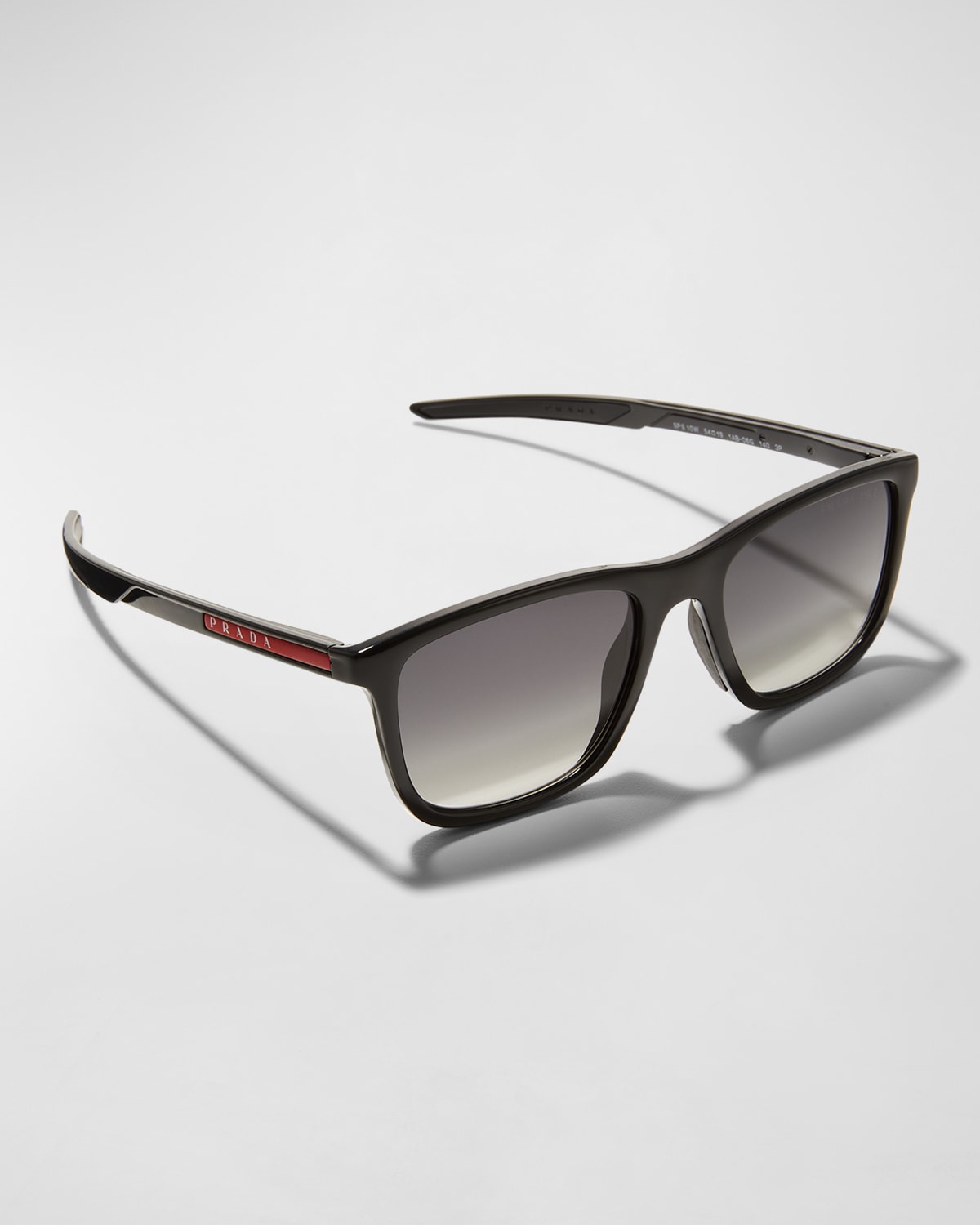 Prada Men's Square Metal Logo Sunglasses In Black