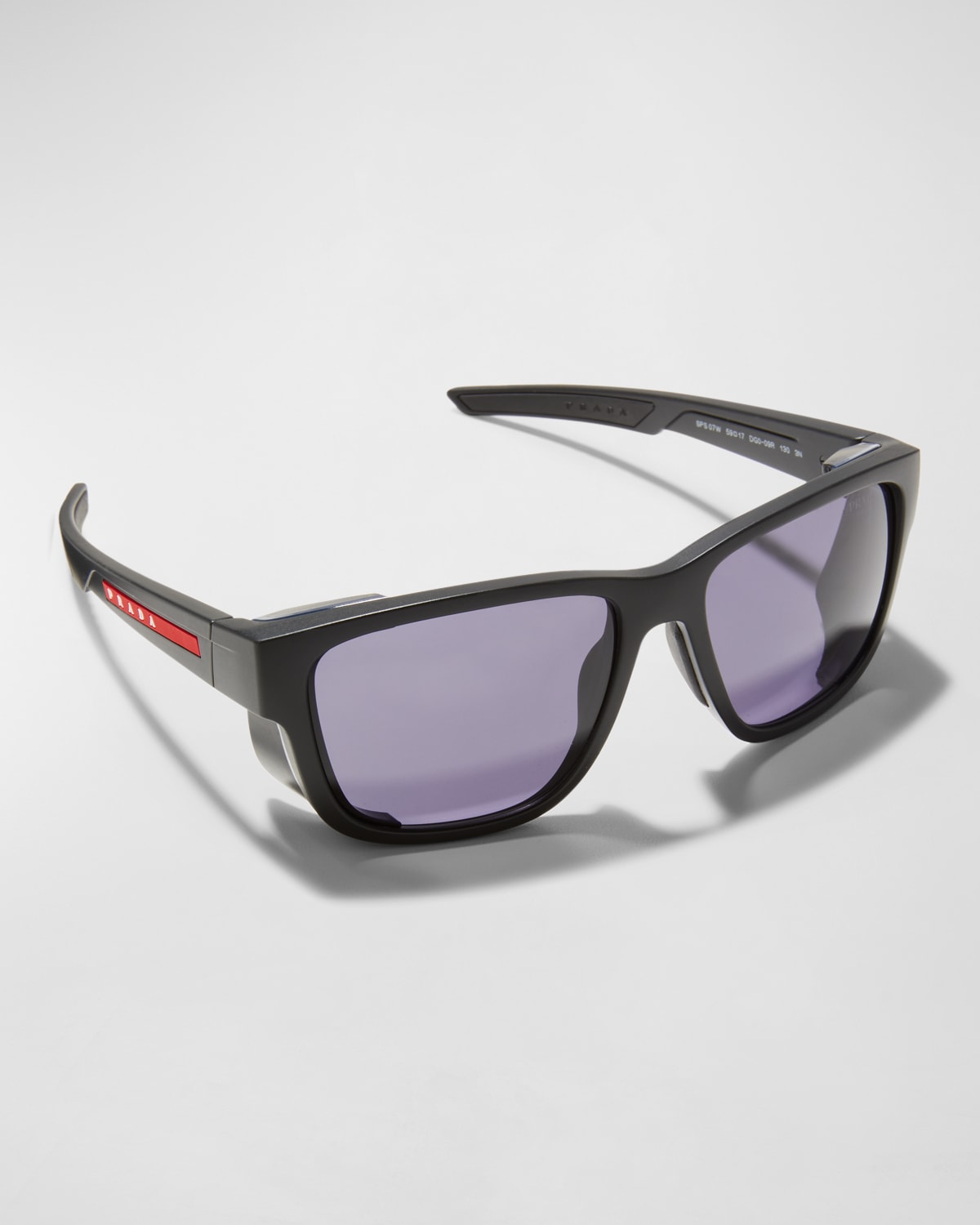 Prada Men's Round Acetate Logo Sunglasses In Rubber Black