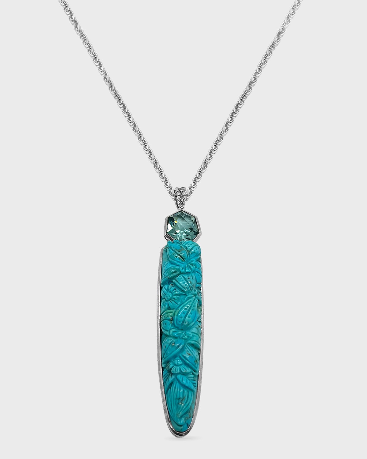 Turquoise and Galatical Blue Topaz Pendant Necklace