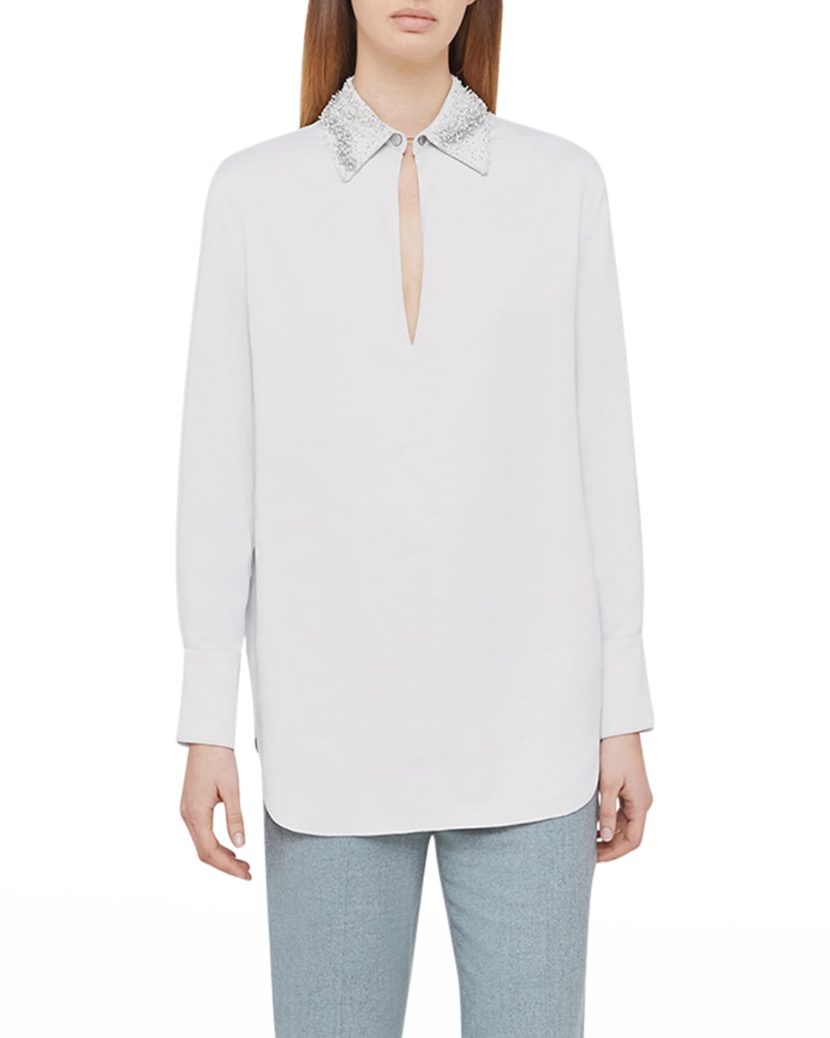 AGNONA BEAD EMBROIDERED COLLARED SHIRT