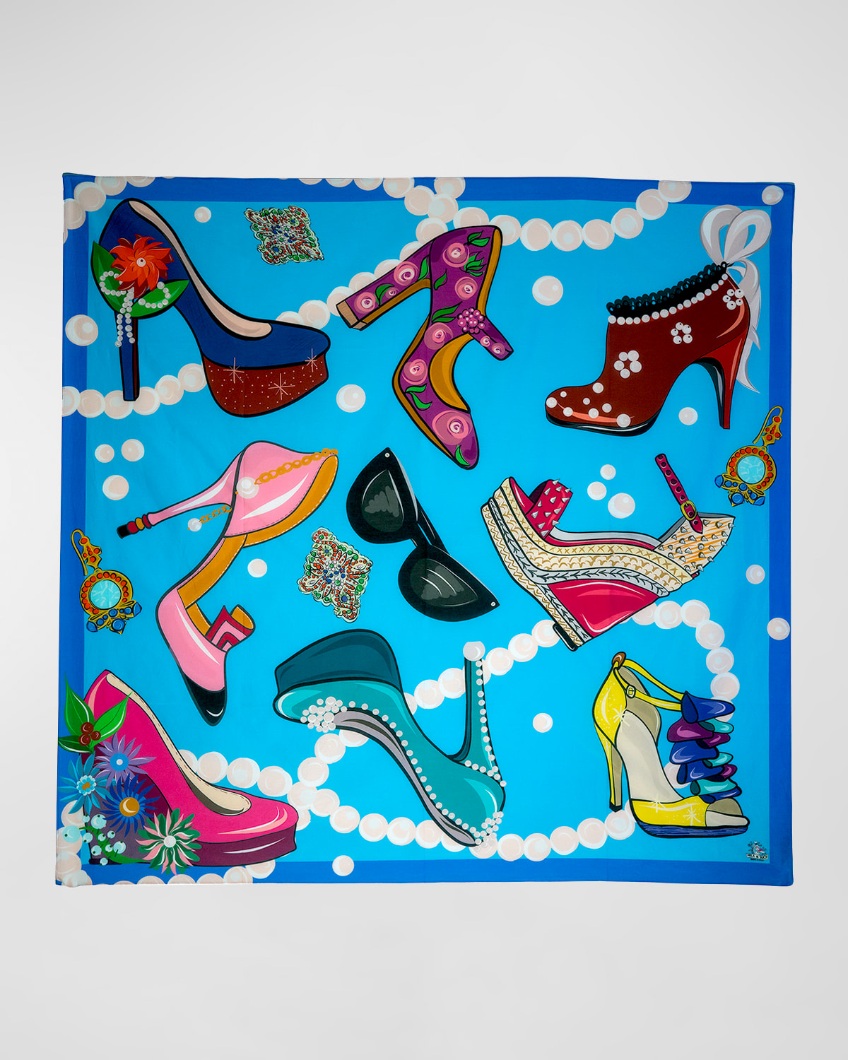 Mila & Such Fabulous In Heels Graphic-print Scarf In Blue