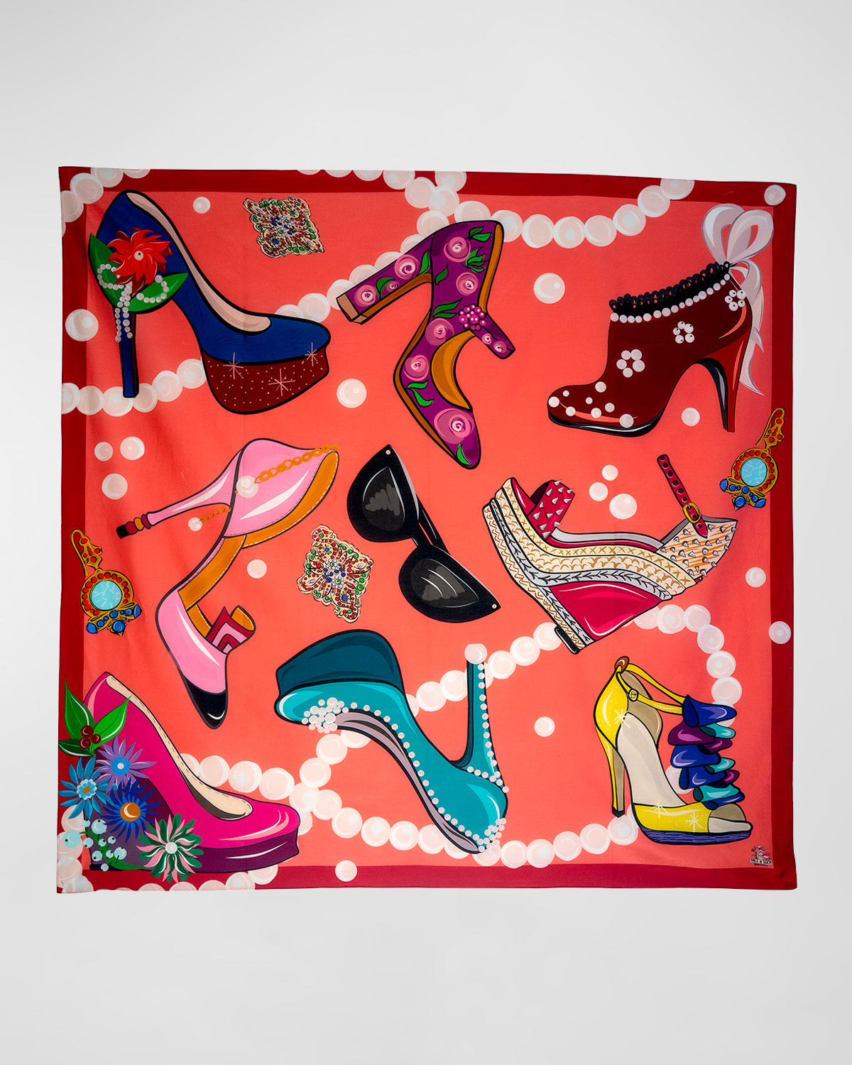 Mila & Such Fabulous In Heels Graphic-print Scarf In Orange