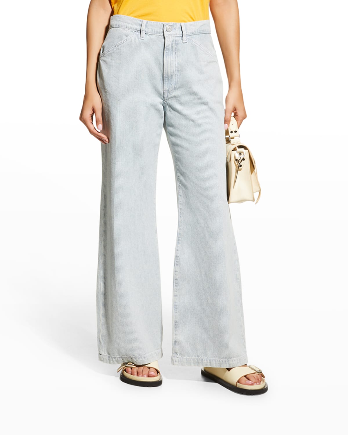 FRAME LE BAGGY PALAZZO PINSTRIPE WIDE-LEG PANTS