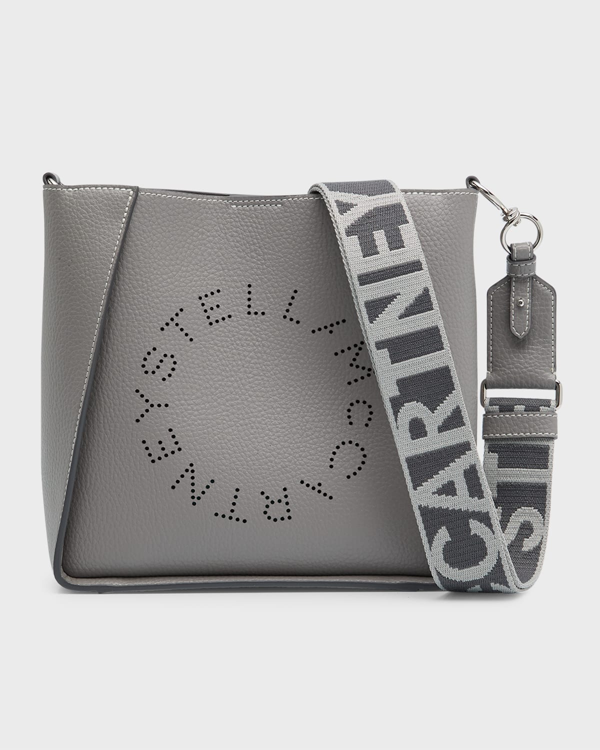 Stella Mccartney Perforated Logo Faux-leather Shoulder Bag In Smoke