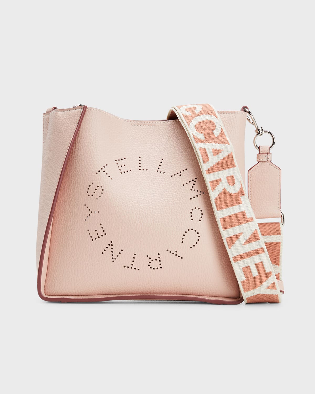 Stella Mccartney Perforated Logo Faux-leather Shoulder Bag In Rose Pink