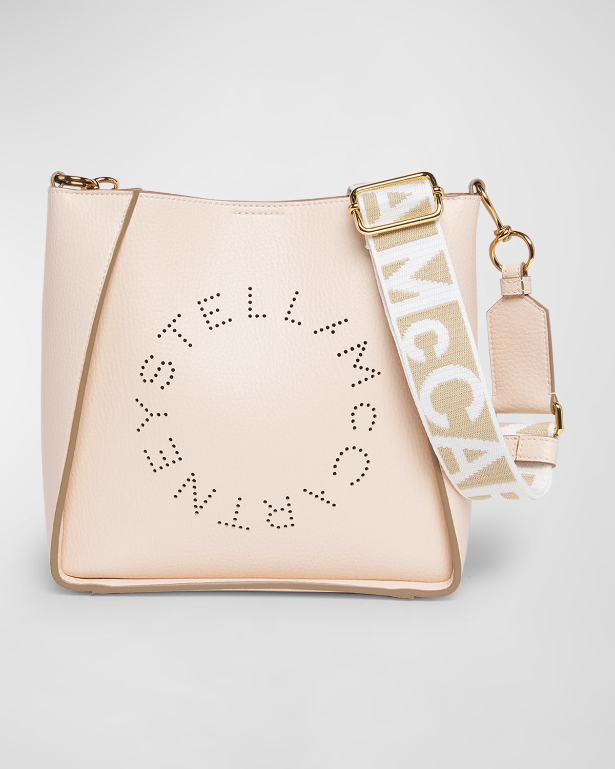 Stella Mccartney Perforated Logo Faux-leather Shoulder Bag In Ballet Pink