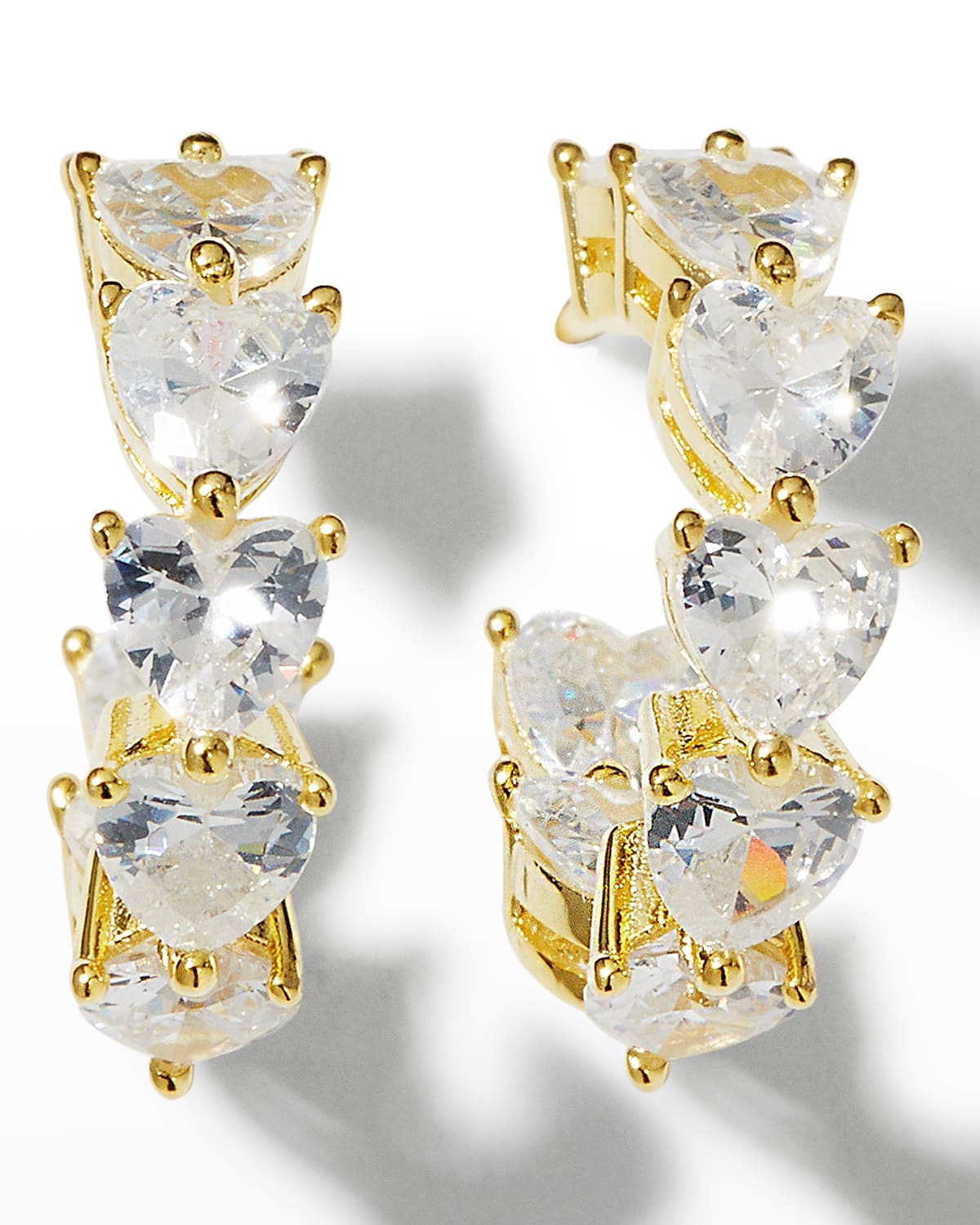 Adinas Jewels Cubic Zirconia Multi-heart Hoop Earrings In Gold