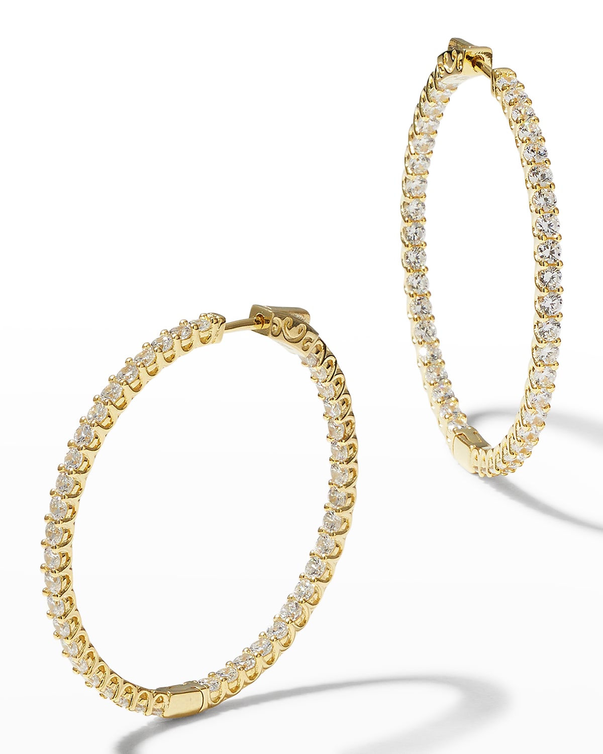 Adinas Jewels Cubic Zirconia Thin Round Hoop Earrings In Gold