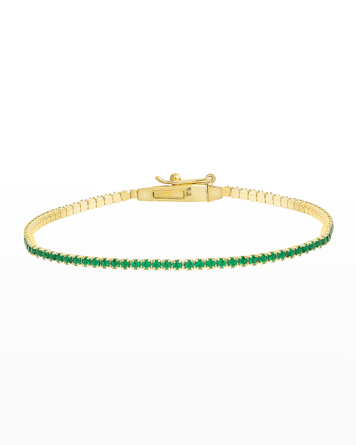 Adinas Jewels Thin Gemstone Tennis Bracelet In Emerald Green