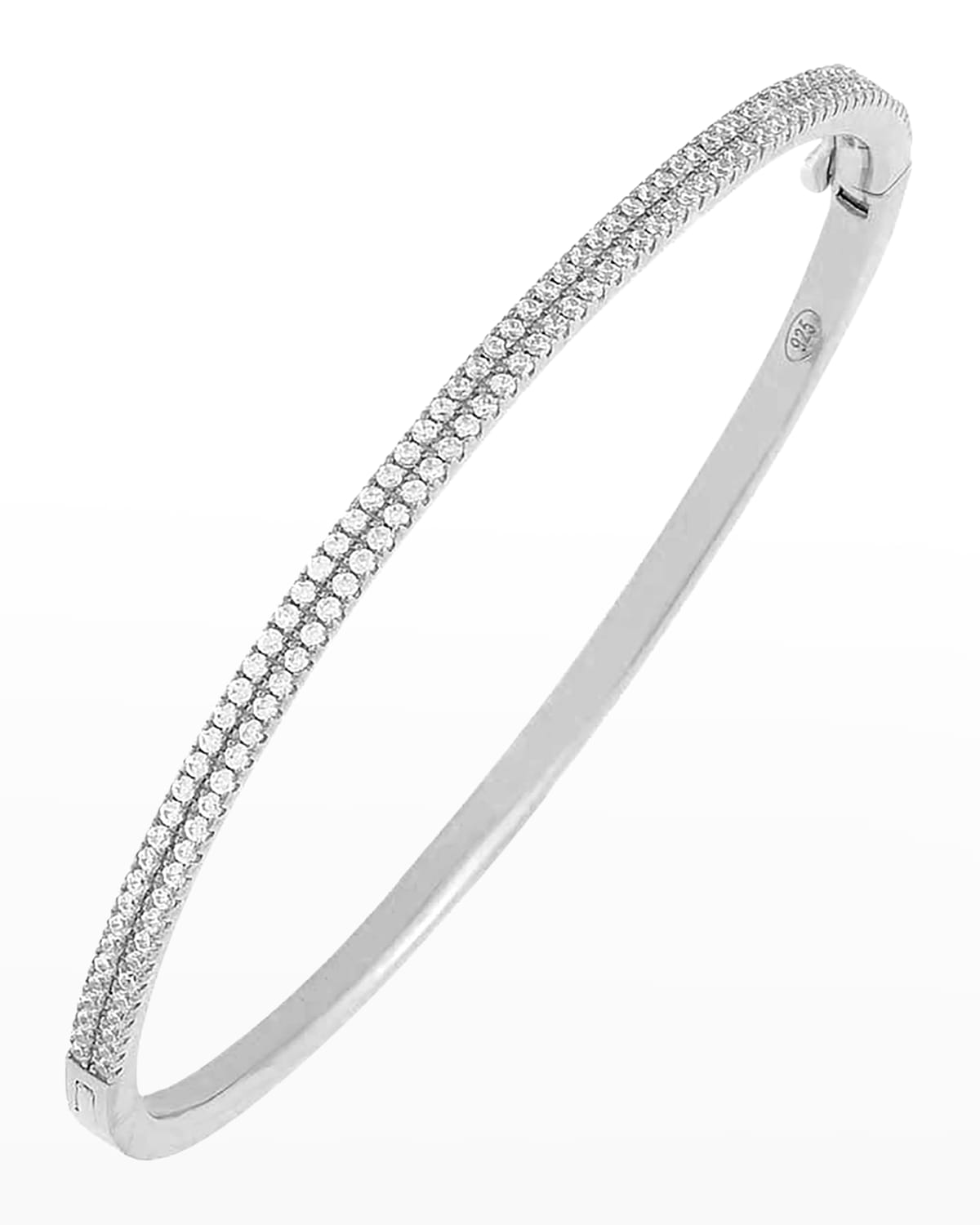 Adinas Jewels Double Row Pave Cubic Zirconia Bangle In Silver