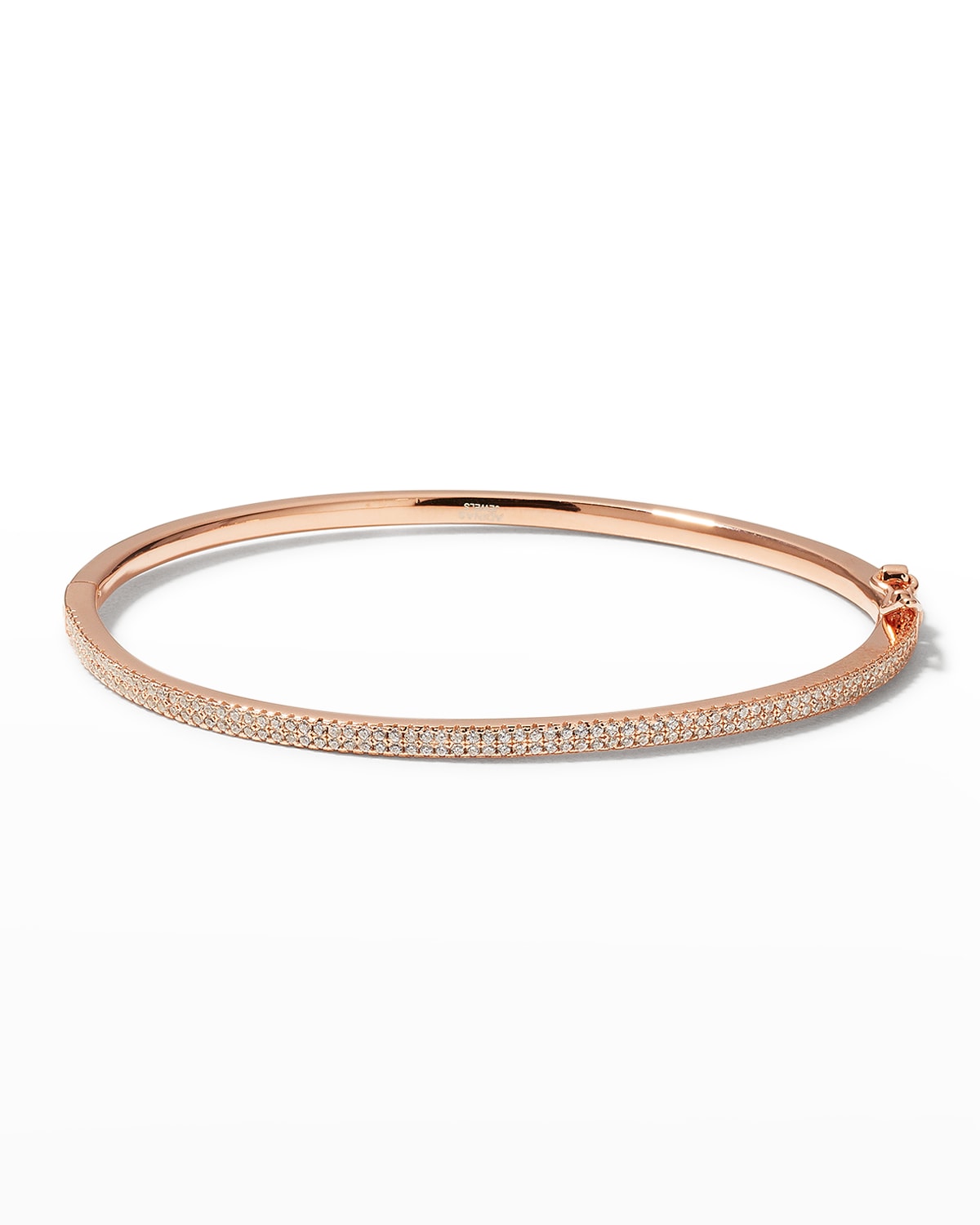 Adinas Jewels Double Row Pave Cubic Zirconia Bangle In Rose Gold