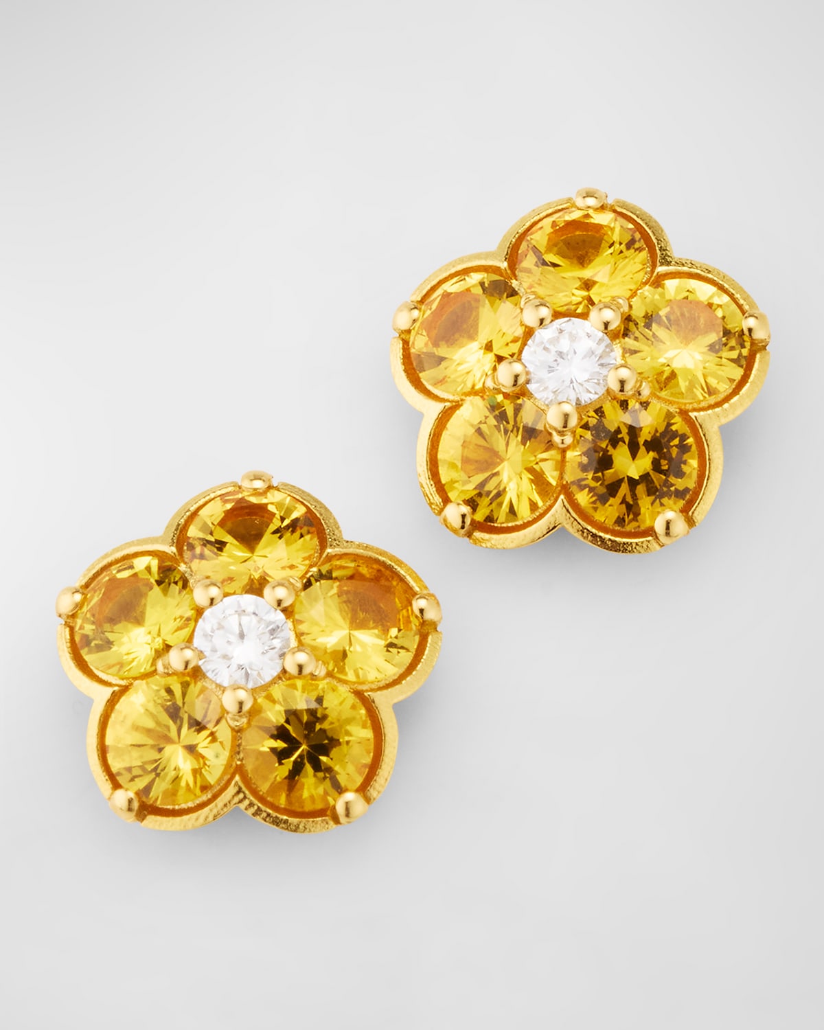 12mm Wild Child Stud Earrings with Diamonds and Yellow Sapphires