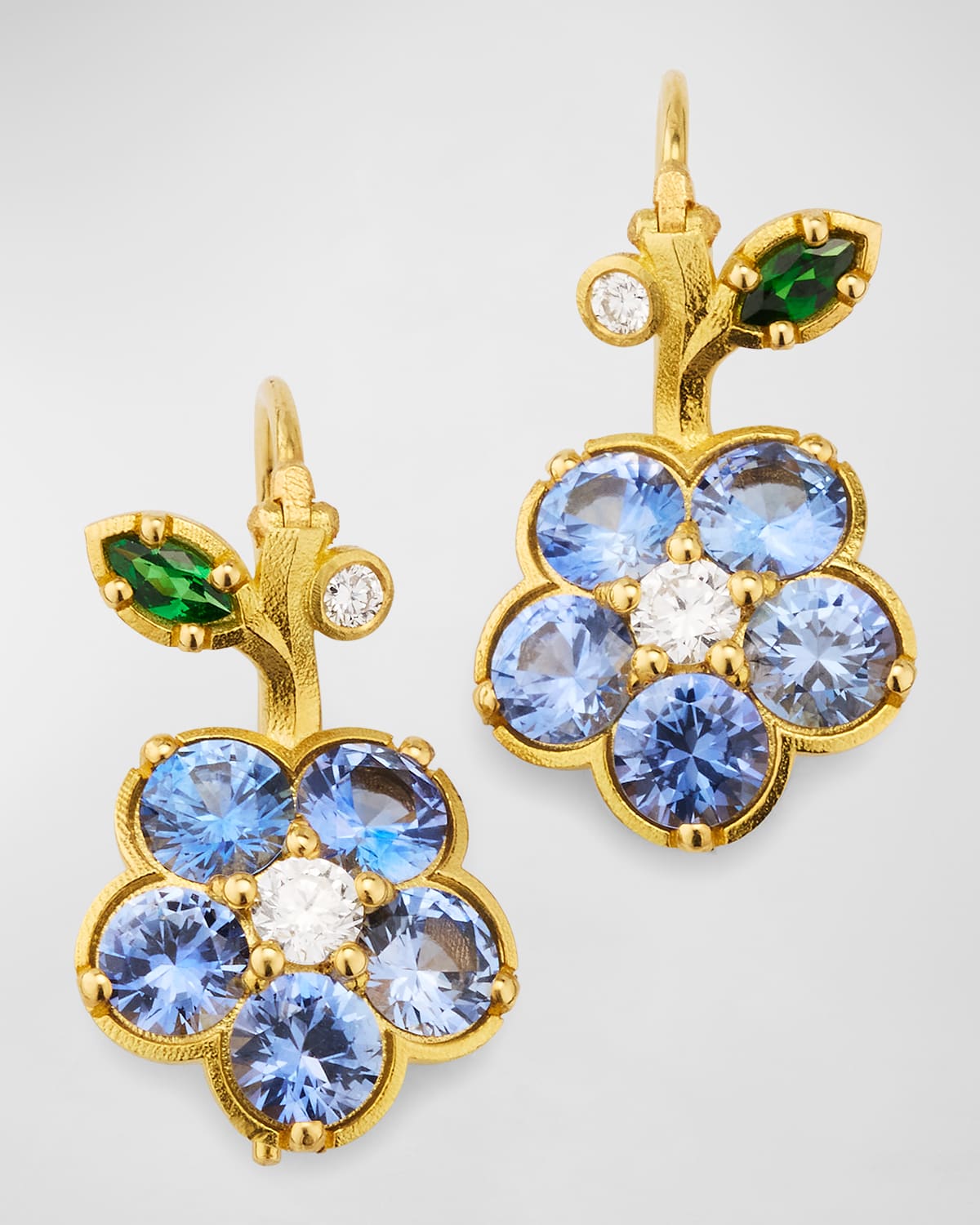 Wild Child Sapphire and Diamond Drop Earrings, Blue