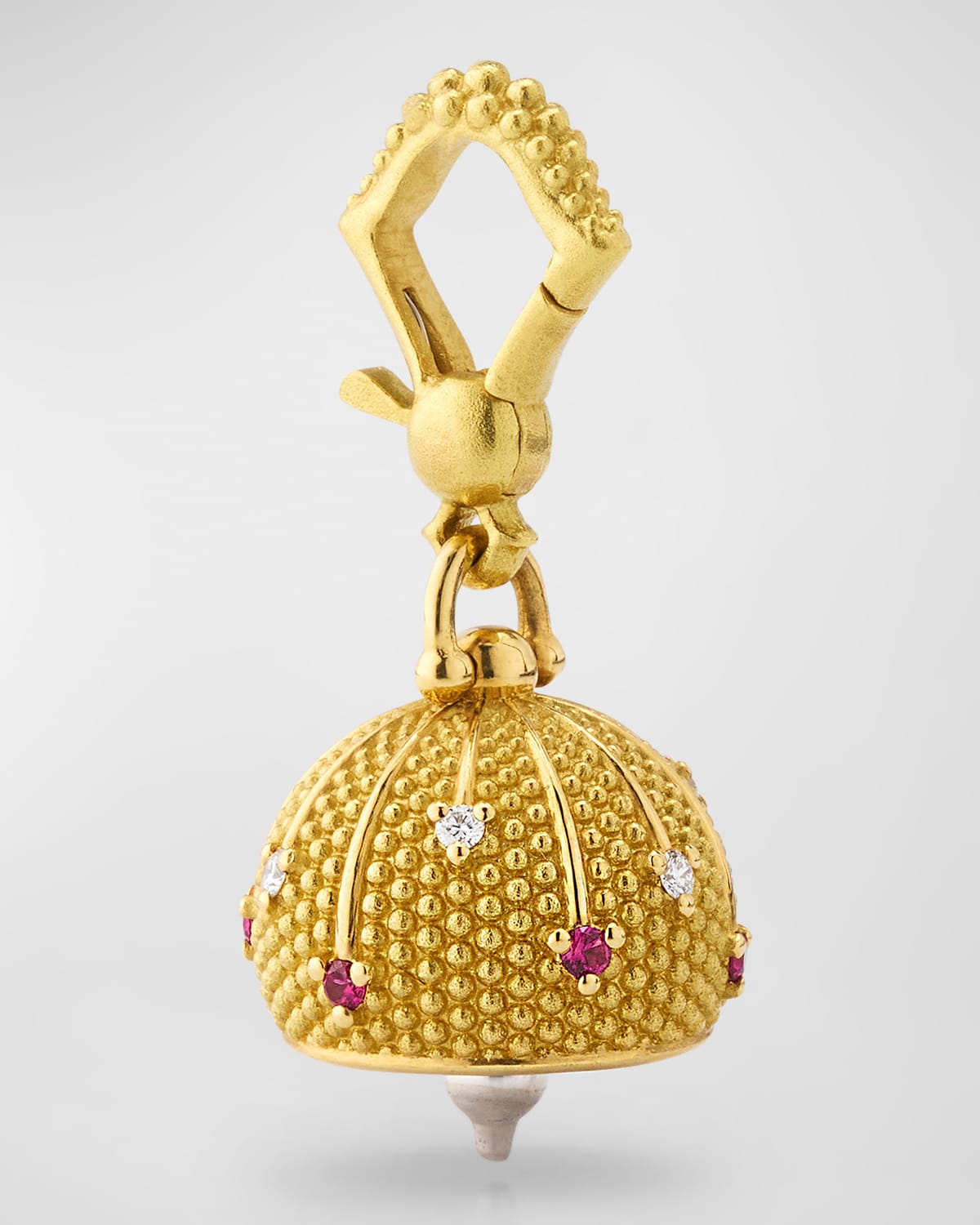 Yellow Gold Sequence Bell with Diamonds and Rubies