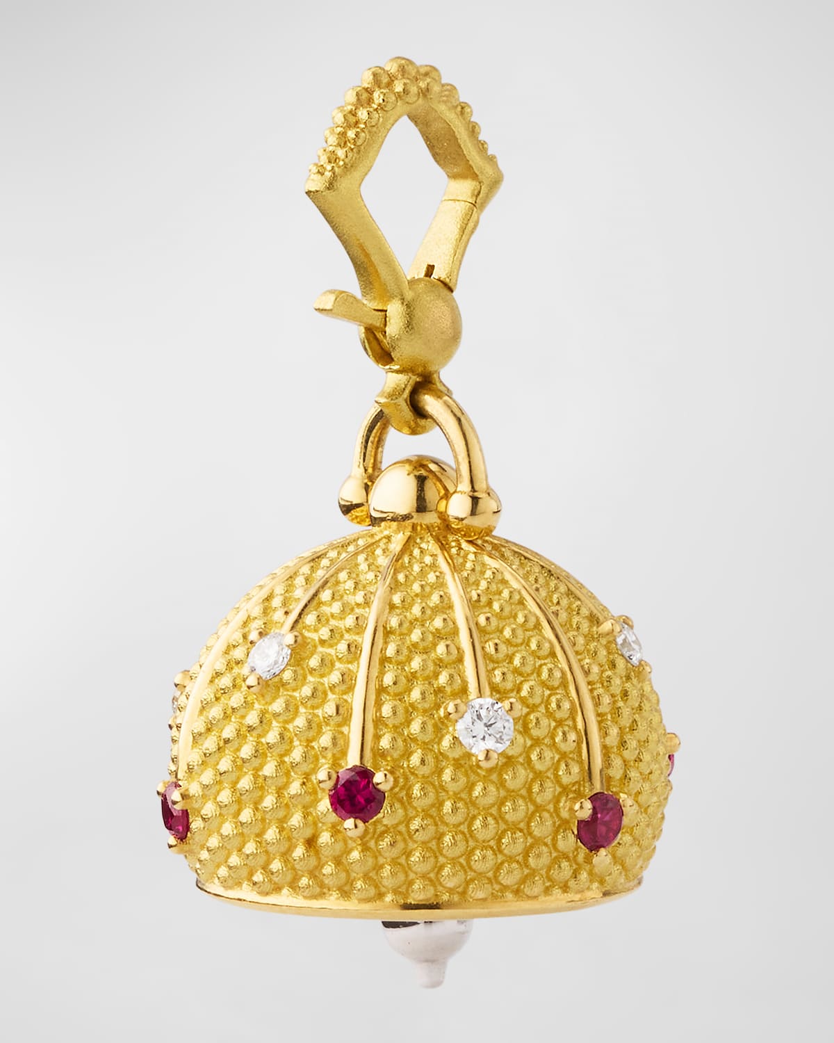 Yellow Gold Sequence Bell with Diamonds and Rubies