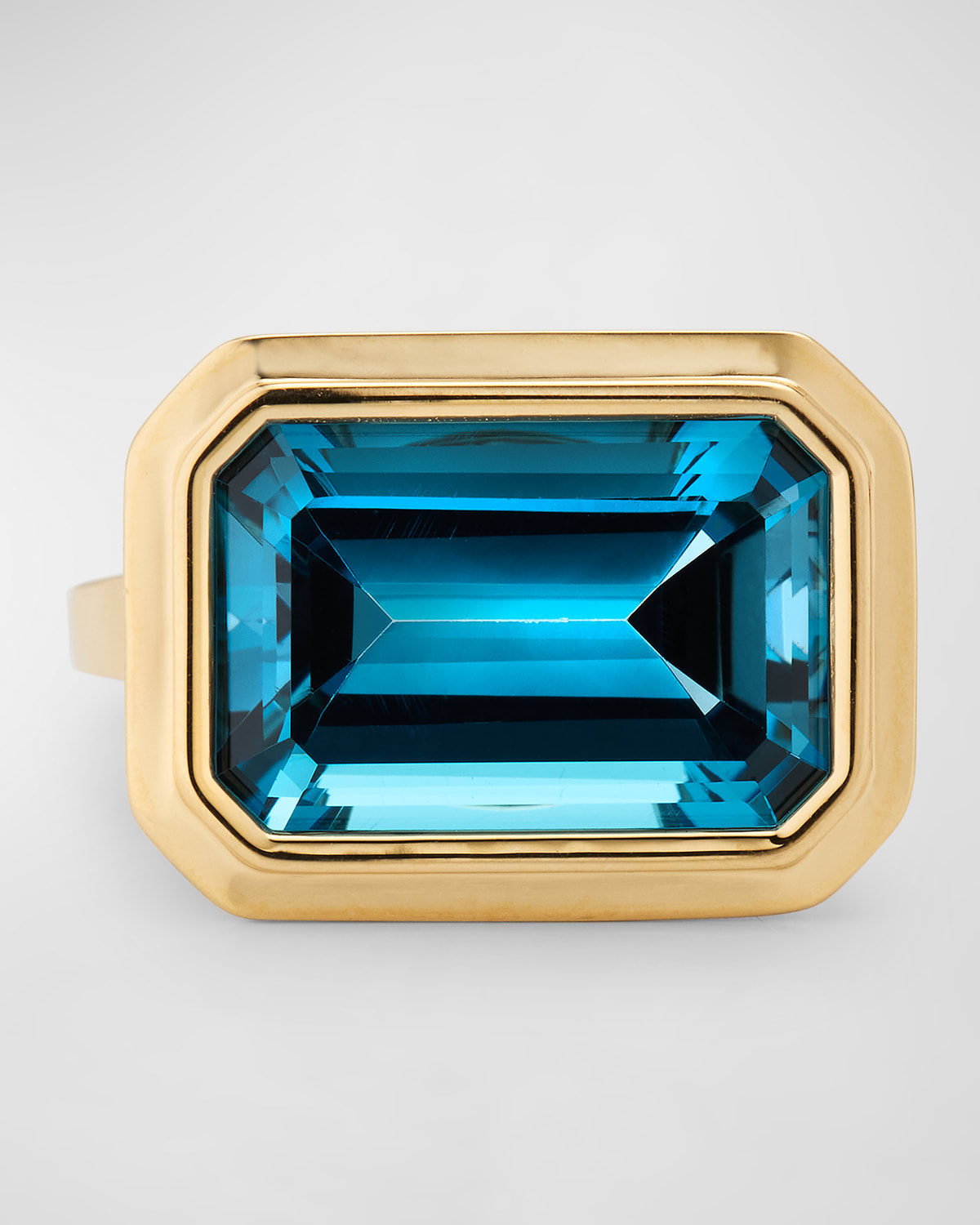 Manhattan East West London Blue Topaz Bezel Set Ring