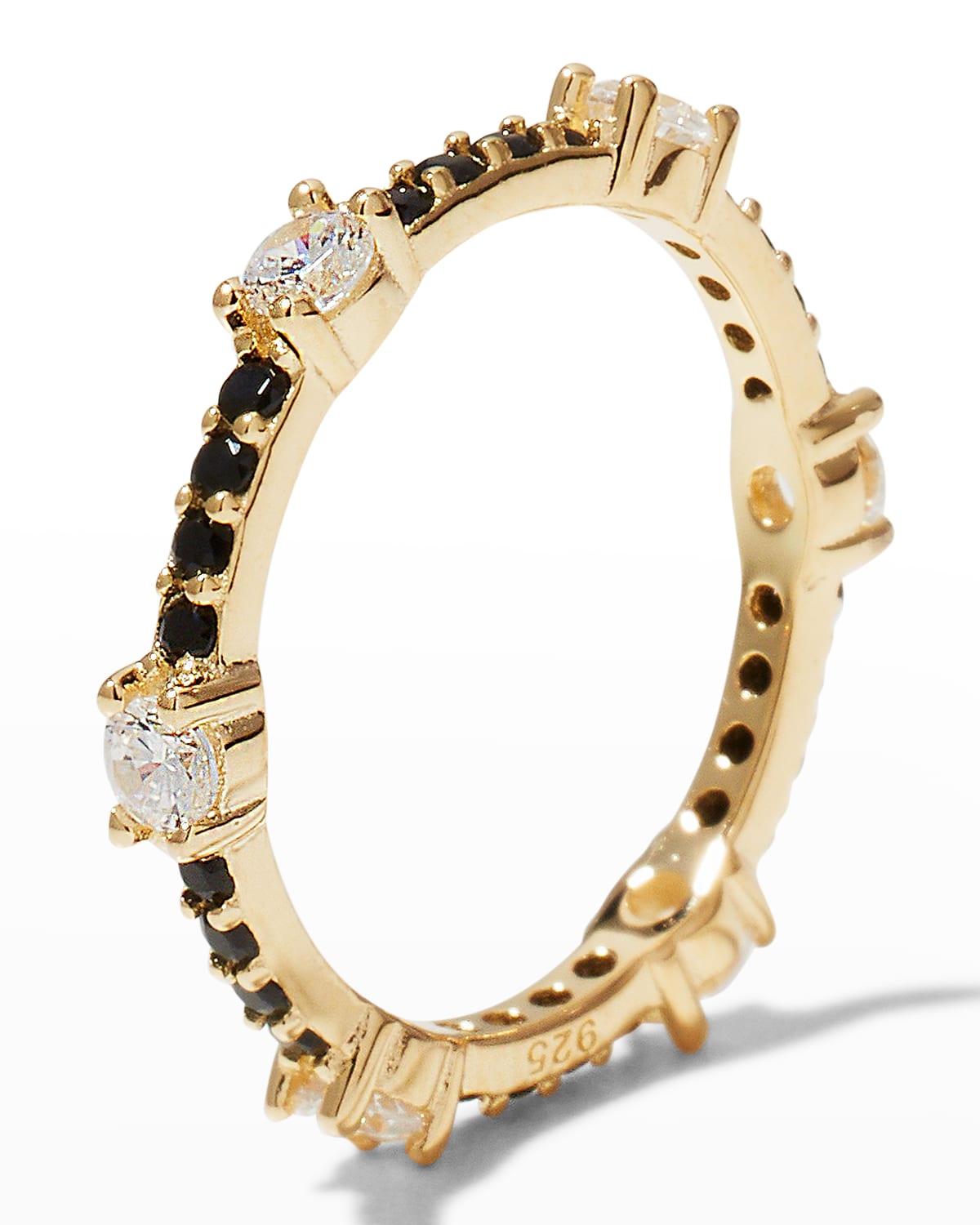 Adinas Jewels Colored Gemstone X Cubic Zirconia Thin Eternity Ring In Onyx