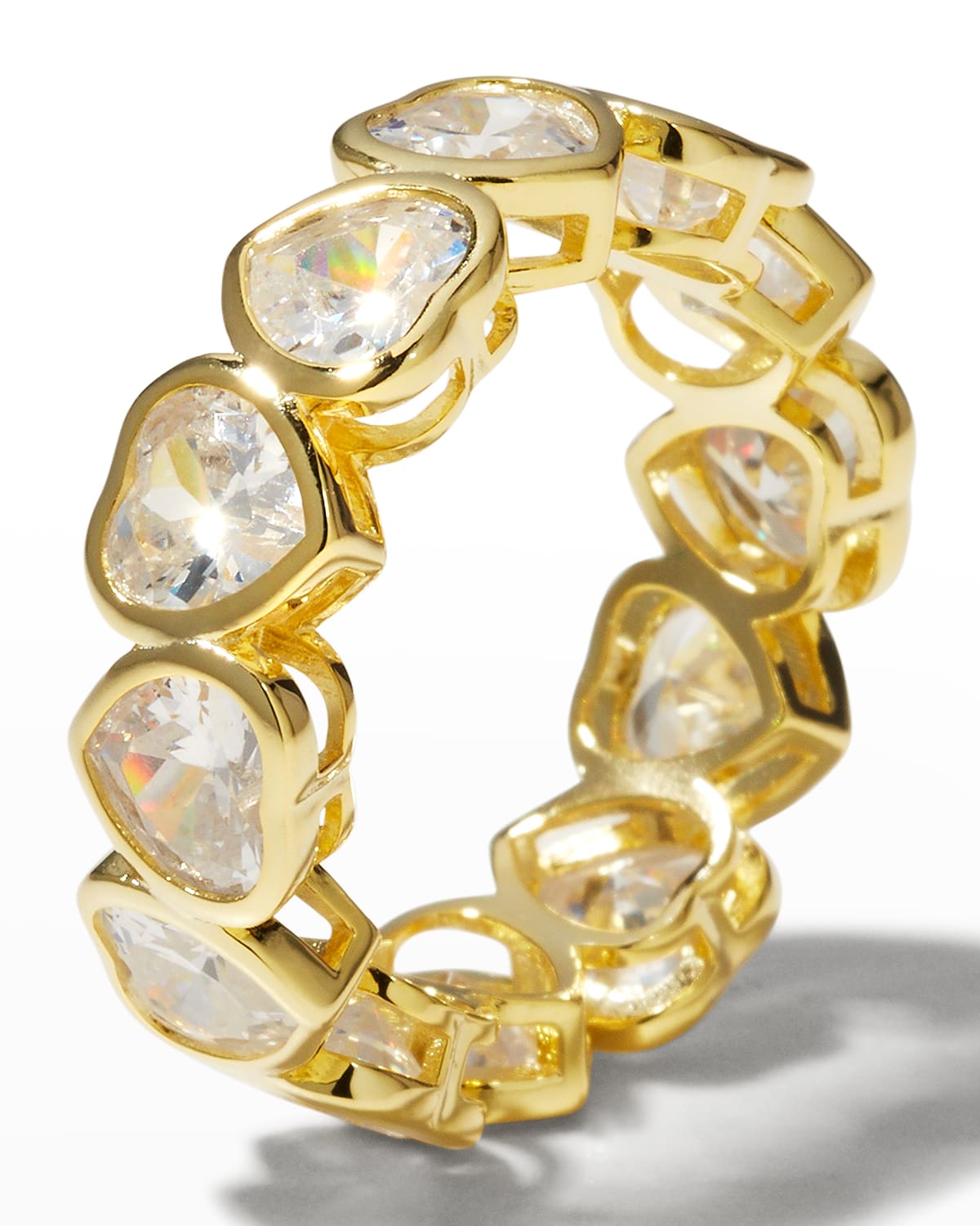 Adinas Jewels Colored Bezel Heart Eternity Ring In Gold
