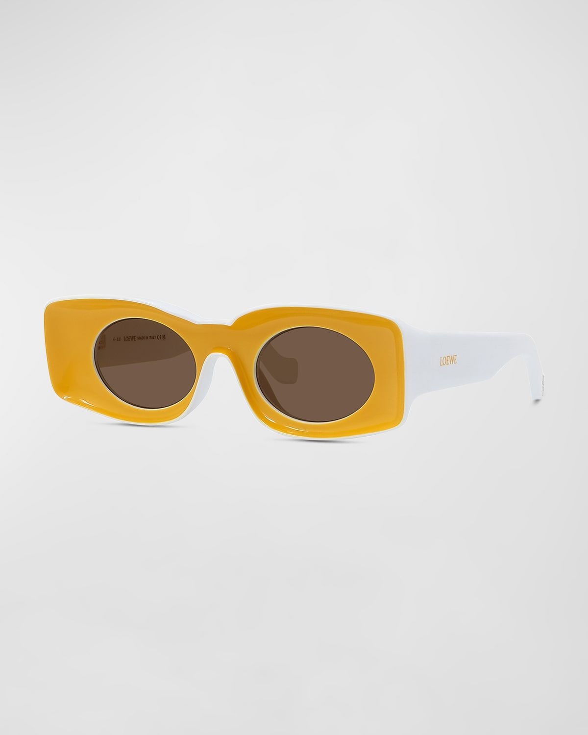 Shop Loewe Oval Injection Plastic Sunglasses In Shiny Yellow
