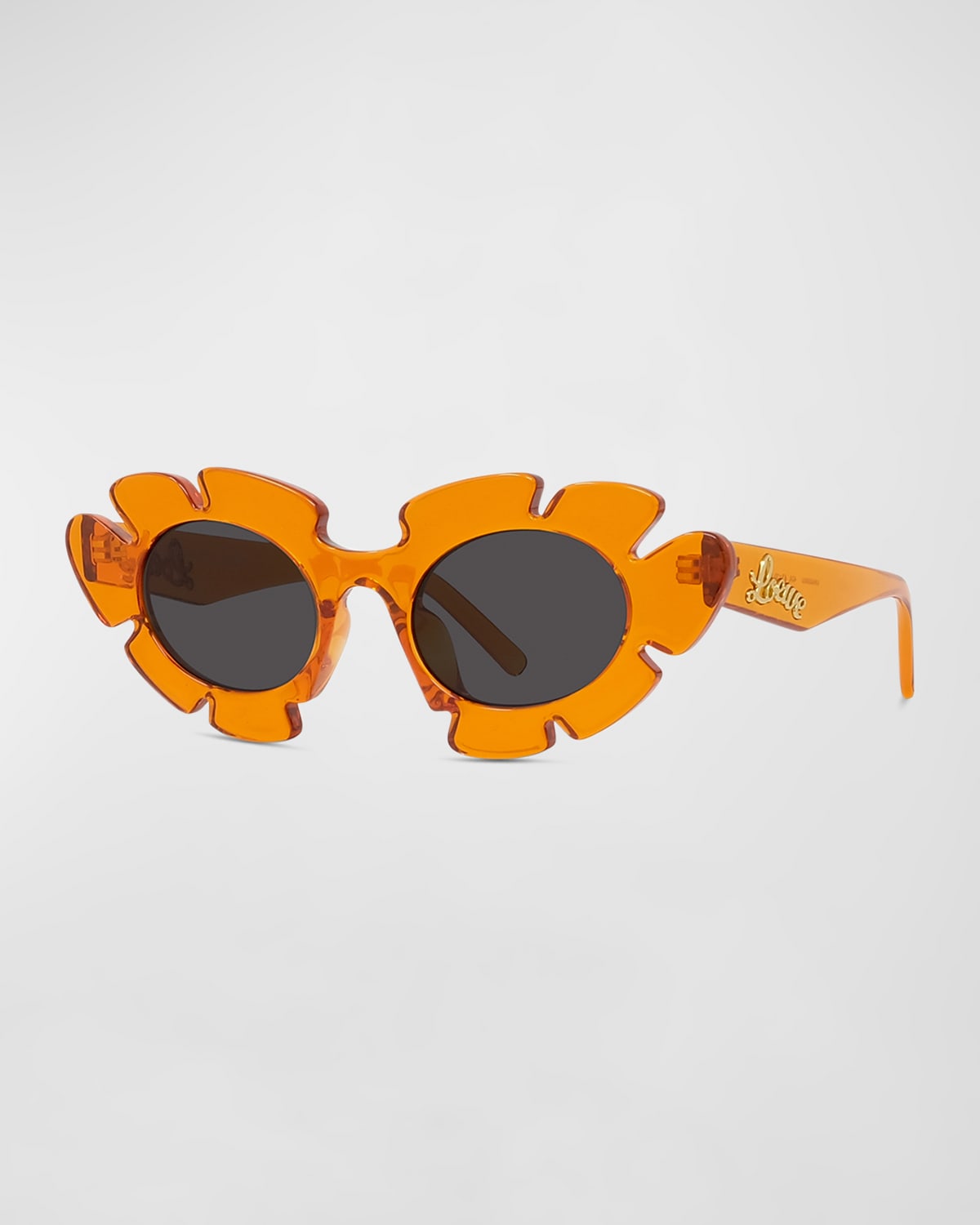 Shop Loewe Flower Acetate Cat-eye Sunglasses In Shiny Orange
