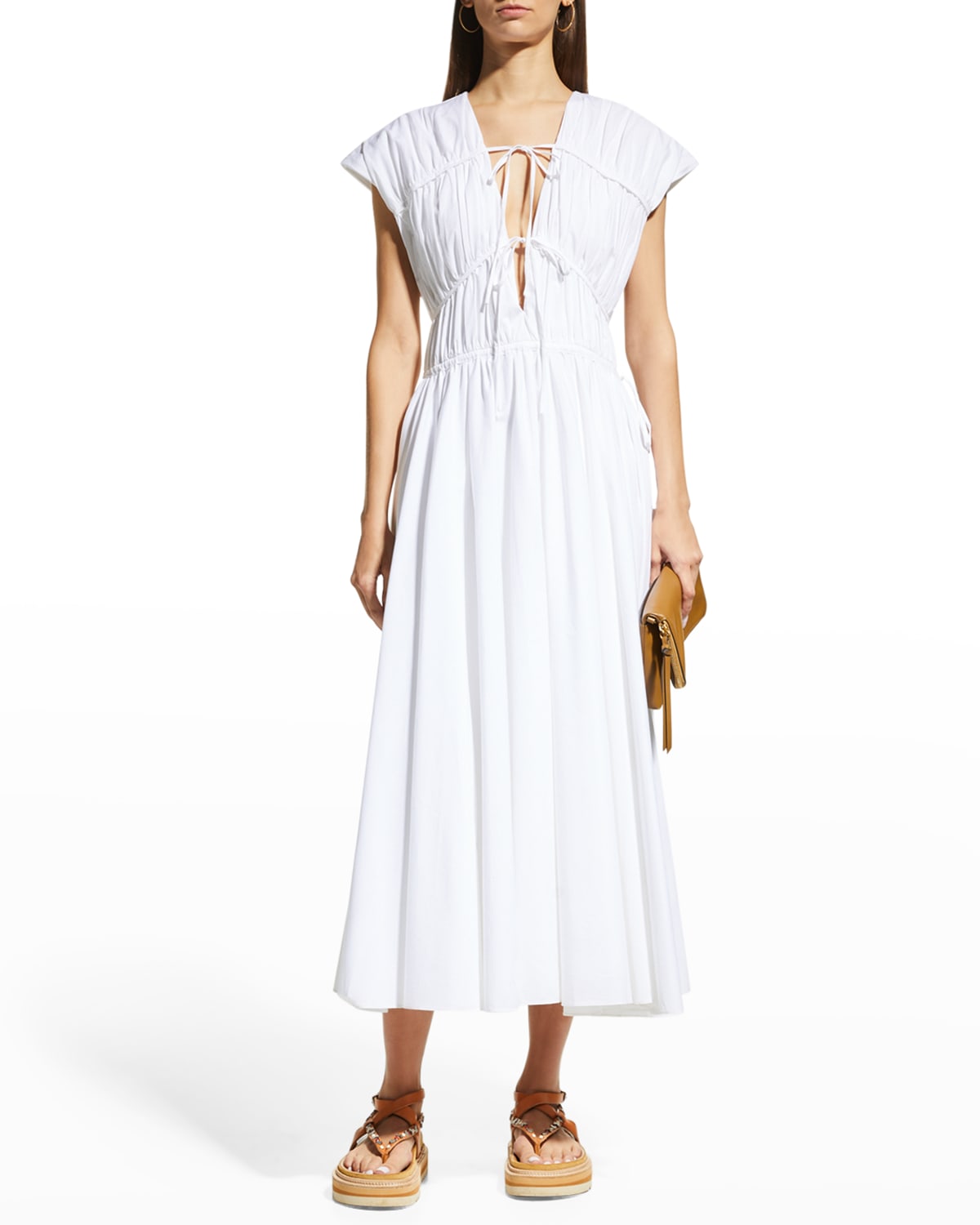 Tove Ceres Ruched Drawstring Midi Dress